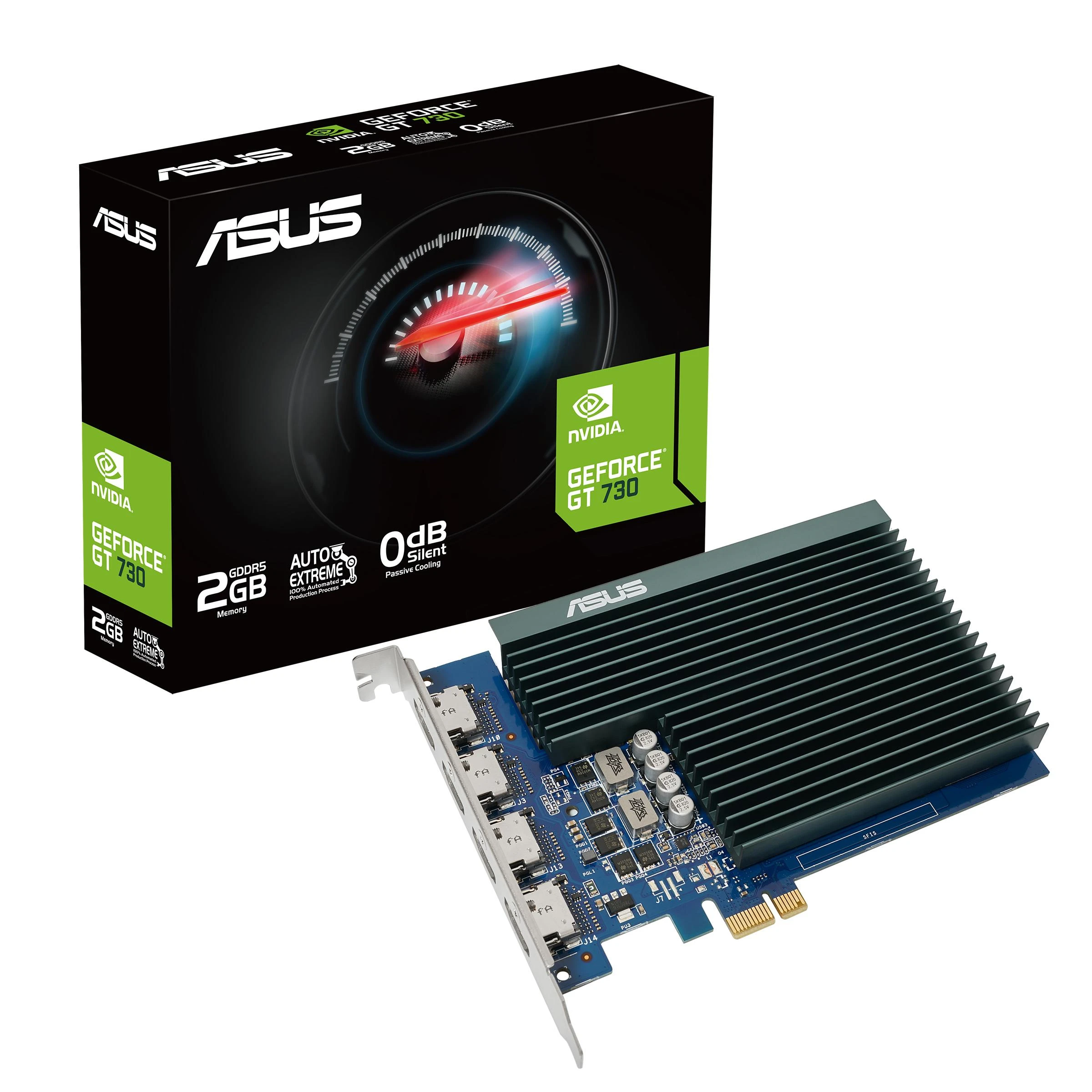 Vaizdo plokštė Asus | GT730-4H-SL-2GD5 | NVIDIA | 2 GB | GeForce GT 730 | GDDR5 | HDMI jungtys kiekis 4 | PCI Express 2.0 | Atminties taktinis dažnis 5010 MHz | Procesoriaus dažnis 902 MHz