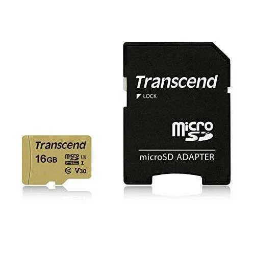 Transcend 16GB Micro SD kortelė su juodu adapteriu