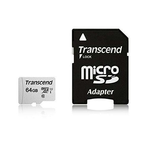 Atminties kortelė su adapteriu Transcend microSDXC USD300S 64GB CL10 UHS-I iki 95MB/S