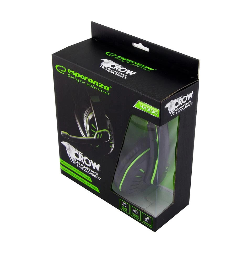 Ausinės Esperanza CROW EGH330G (juodas ir žalias spalva