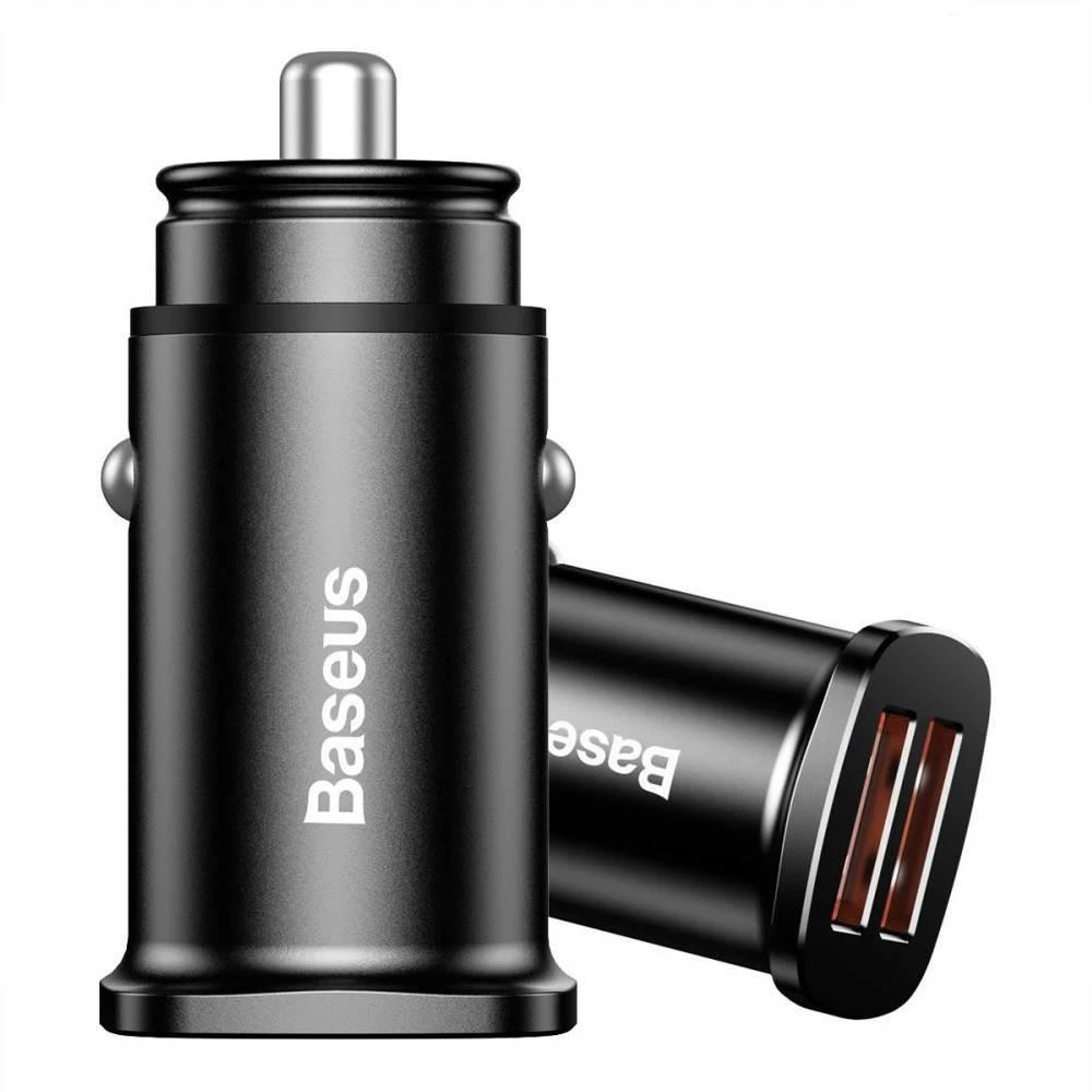 Baseus Square automobilinis įkroviklis 2xUSB QC3.0 5A 30W - Juodas