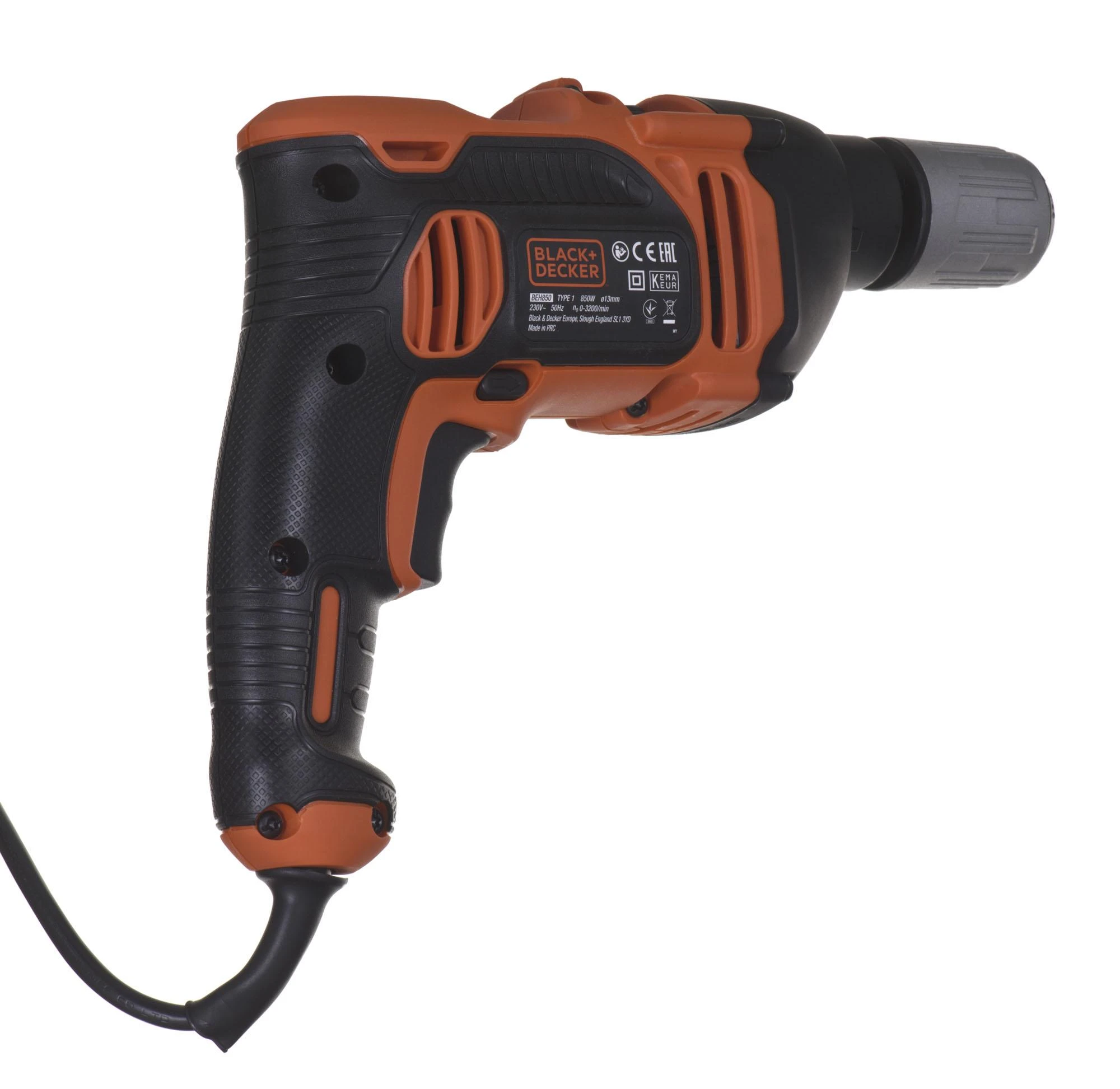 Black & Decker Juodas & Decker Gręžtuvas smūginis BEH850 / 850W + 32 priedai ir dėžė, Juodas & Decker