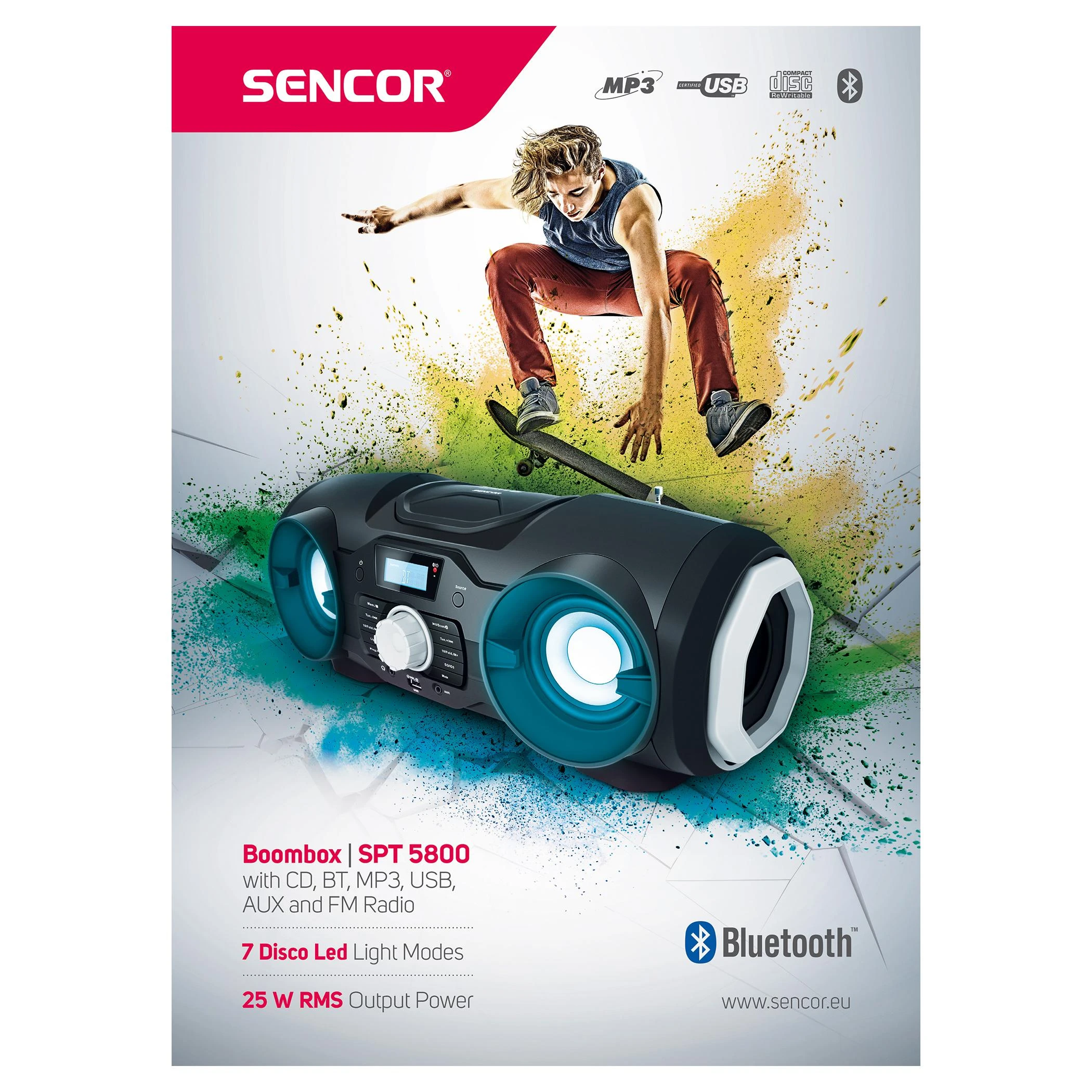 Boombox CD/MP3/USB/BT/AUX SENCOR SPT 5800