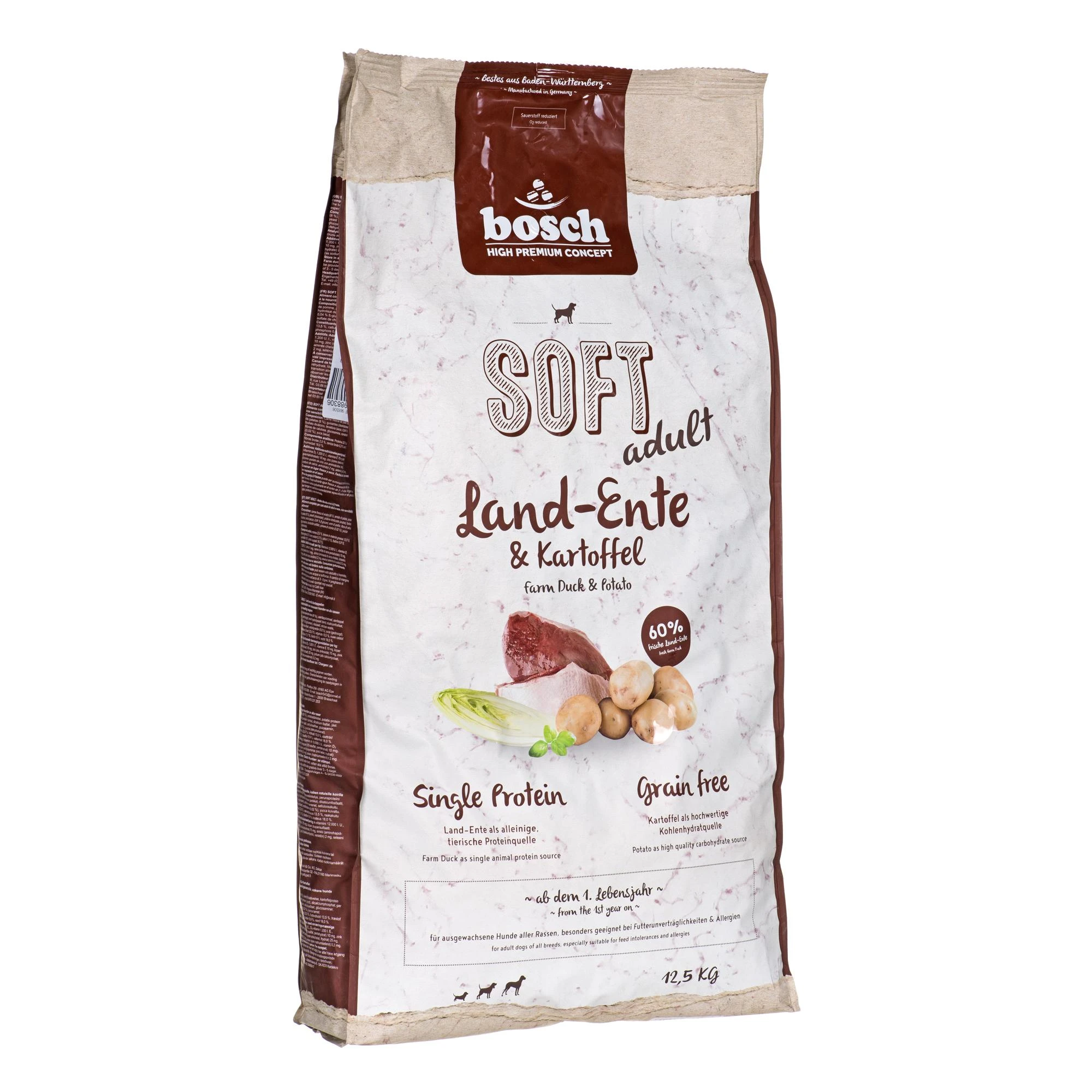 bosch Dog Adult HPC Soft Plus FARM DUCK (begrūdis, vieno baltymo) 12,5kg