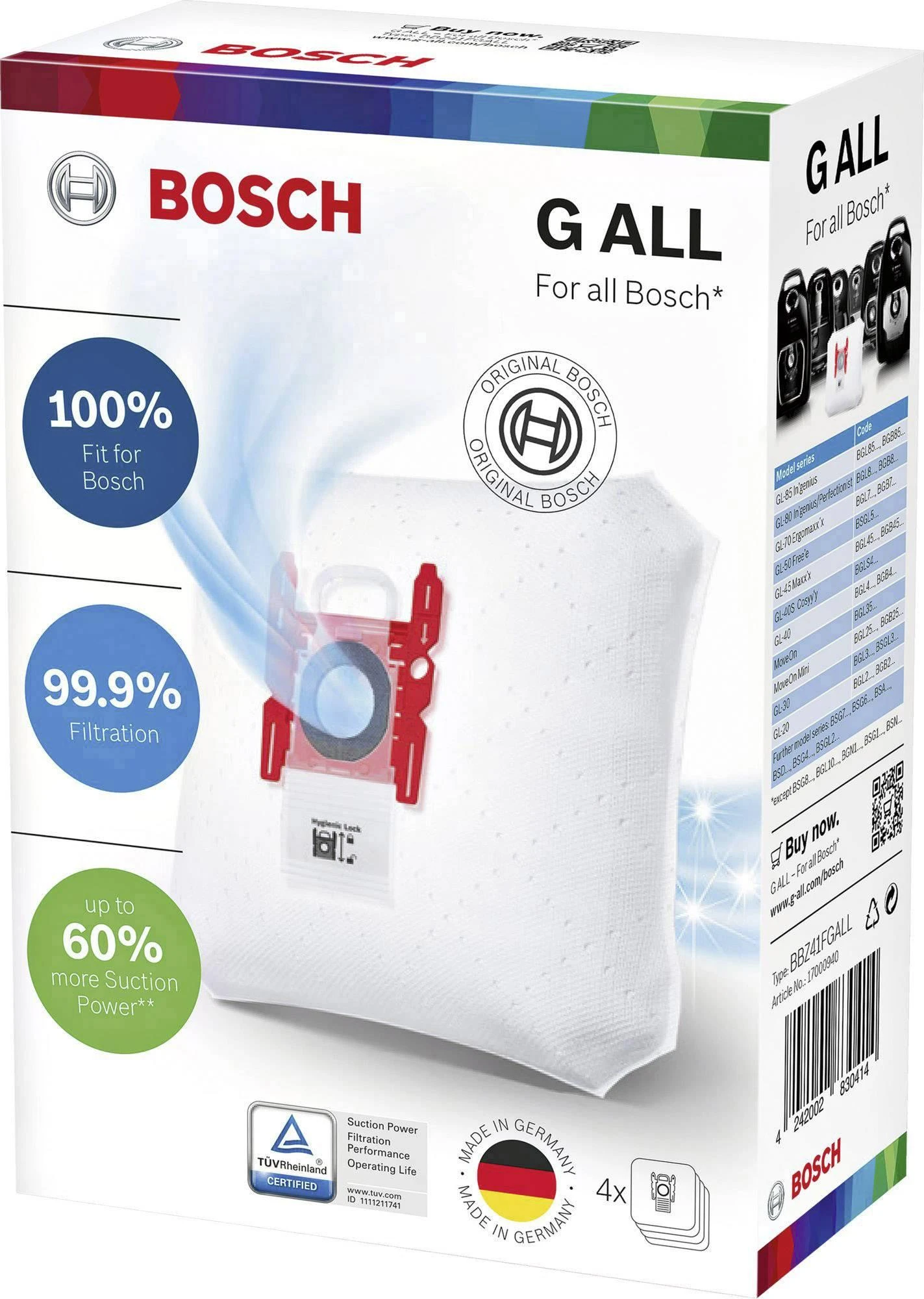 Bosch BBZ41FGALL PowerProtect dulkių maišeliai