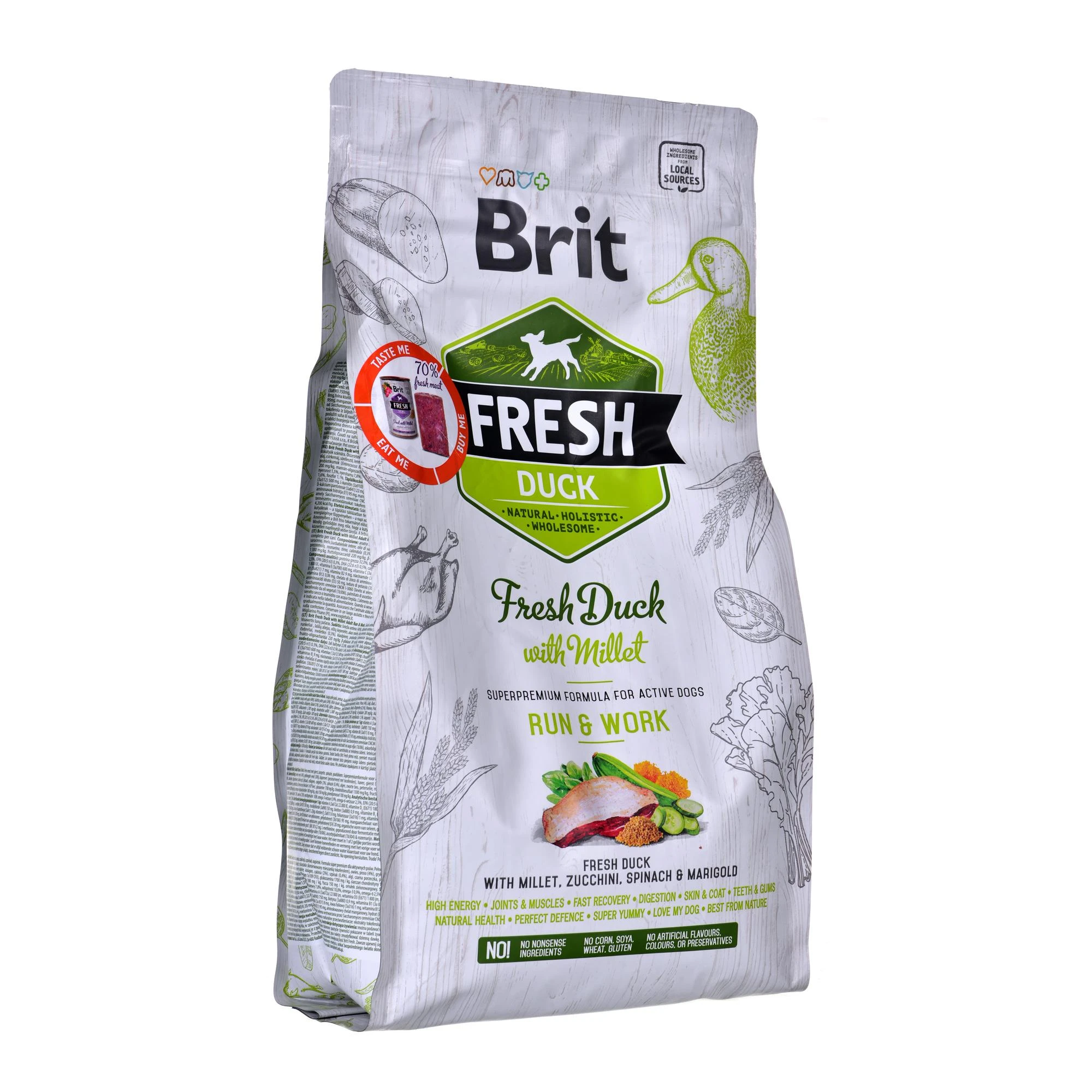 Brit Fresh Dog Duck with Millet Active Run&Work 2,5kg