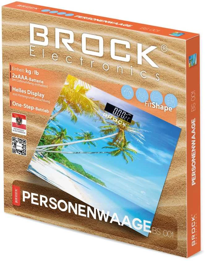 BS 001 Kūno svarstyklės BROCK BS 001 2xAAA baterijos (pridedamos), 30*30 cm