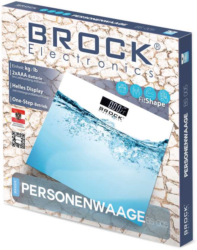 BS 005 Kūno svarstyklės BROCK BS 005 2xAAA baterijos (pridedamos) 30*30 cm
