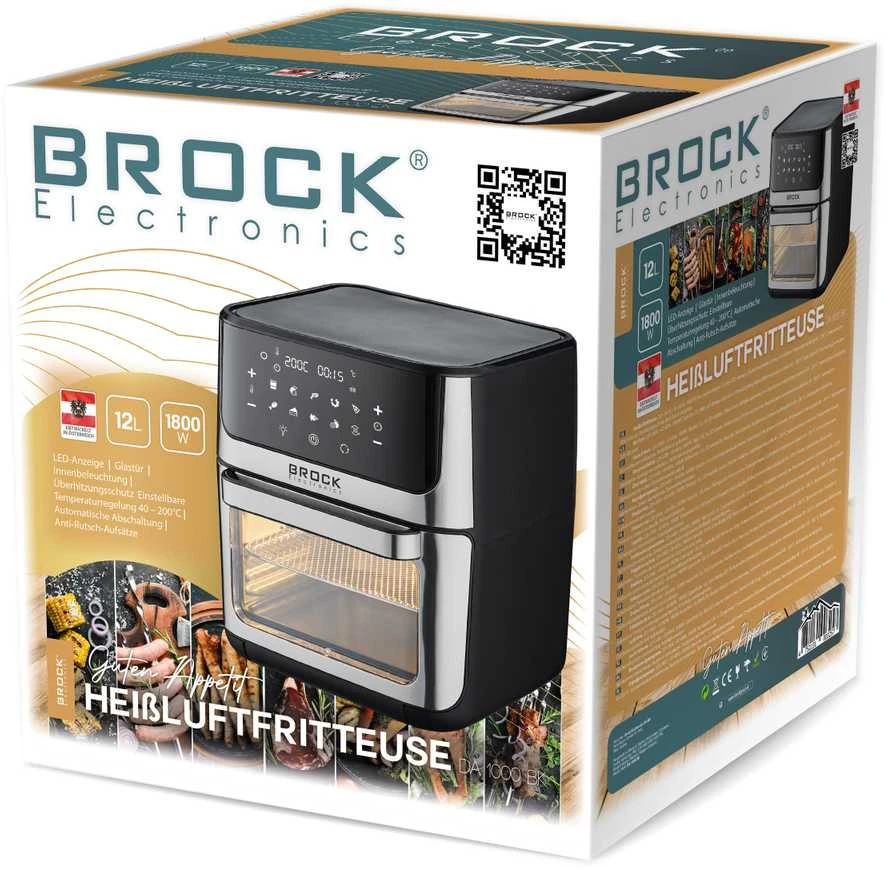 DA 1000 BK Karšto oro orkaitė-gruzdintuvė BROCK DA 1000 BK 12L, 1800W