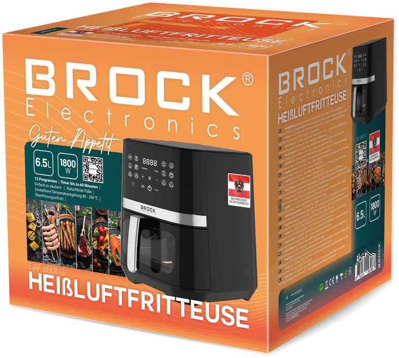 Brock DAF 6501G Oro gruzdintuvė, 6.5L, 220-240V, ~50Hz, 1800W.