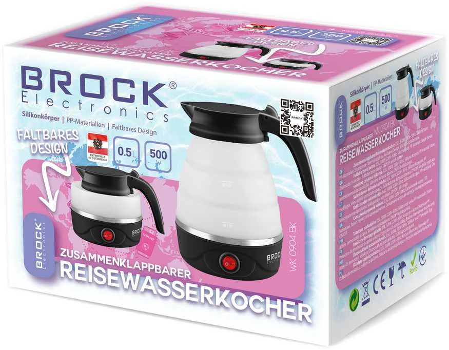 Virdulys Brock Składany virdulys kelioninis BROCK WK 0904 BK 0.5L 500W