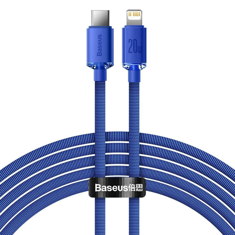 Baseus Crystal USB-C – Lightning laidas 20W 1.2m – Mėlynas