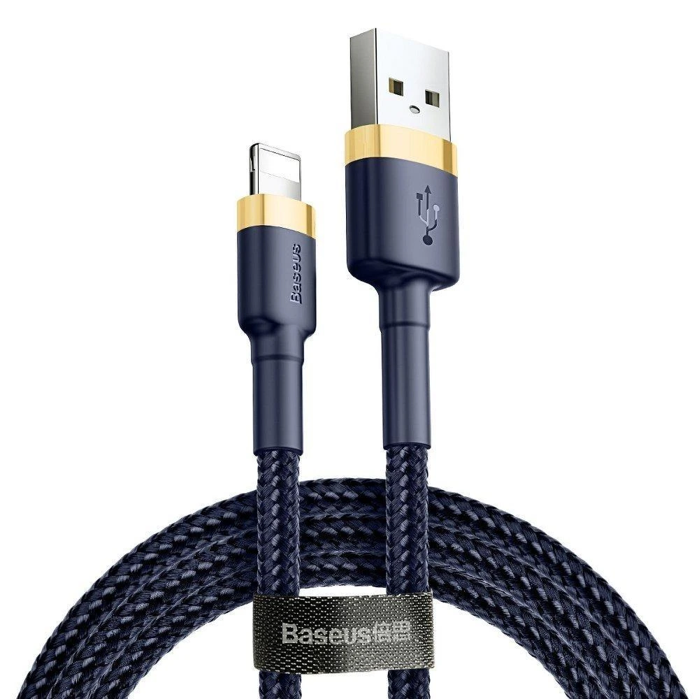 Baseus Cafule Lightning kabelis 2.4A 1m - Auksinis / Tamsiai mėlynas