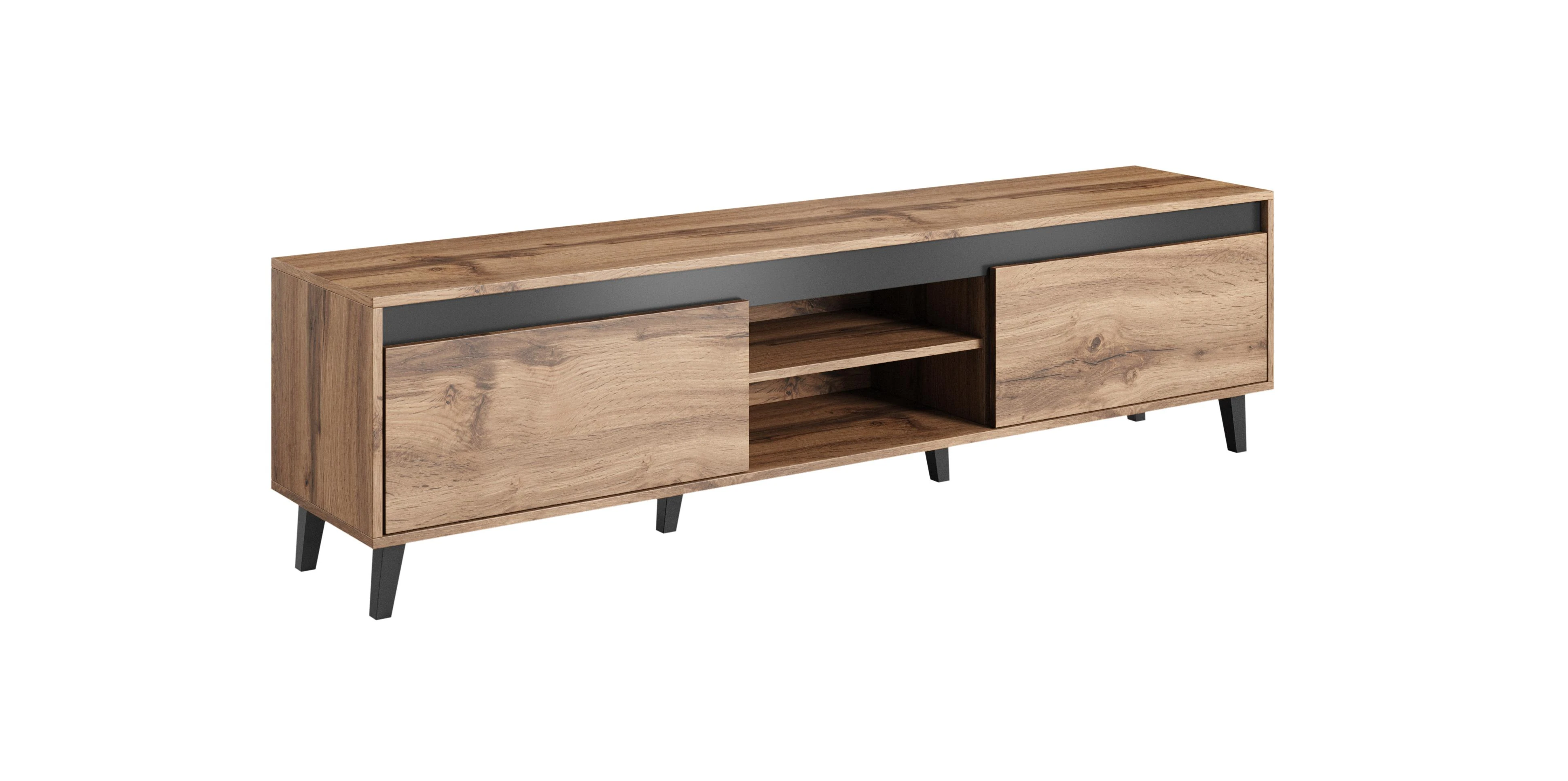 TV staliukas Cama Meble Televizoriaus Stovas - Cama RTV Nord II 170cm Antracito Spalvos