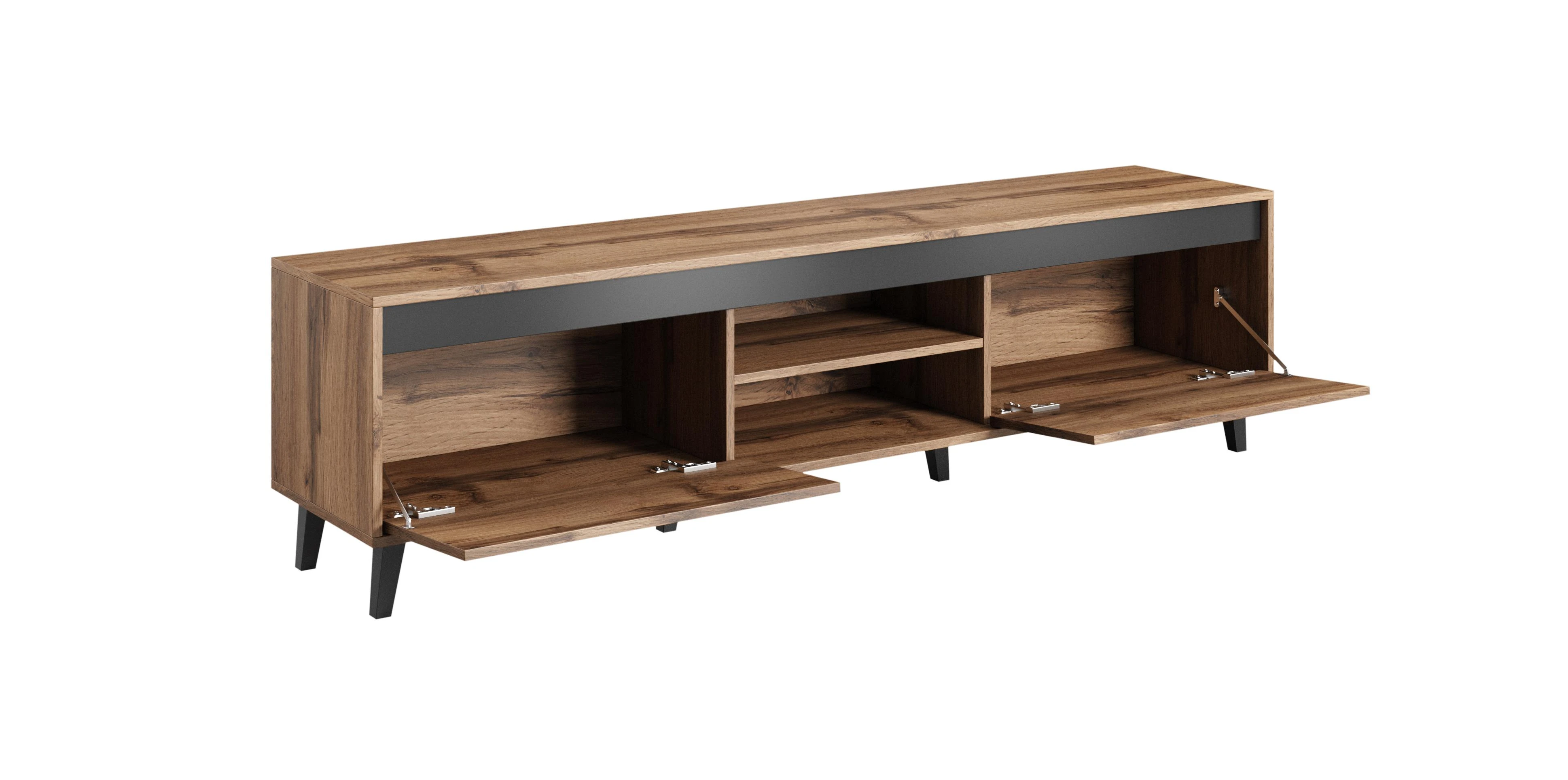 TV staliukas Cama Meble Televizoriaus Stovas - Cama RTV Nord II 170cm Antracito Spalvos