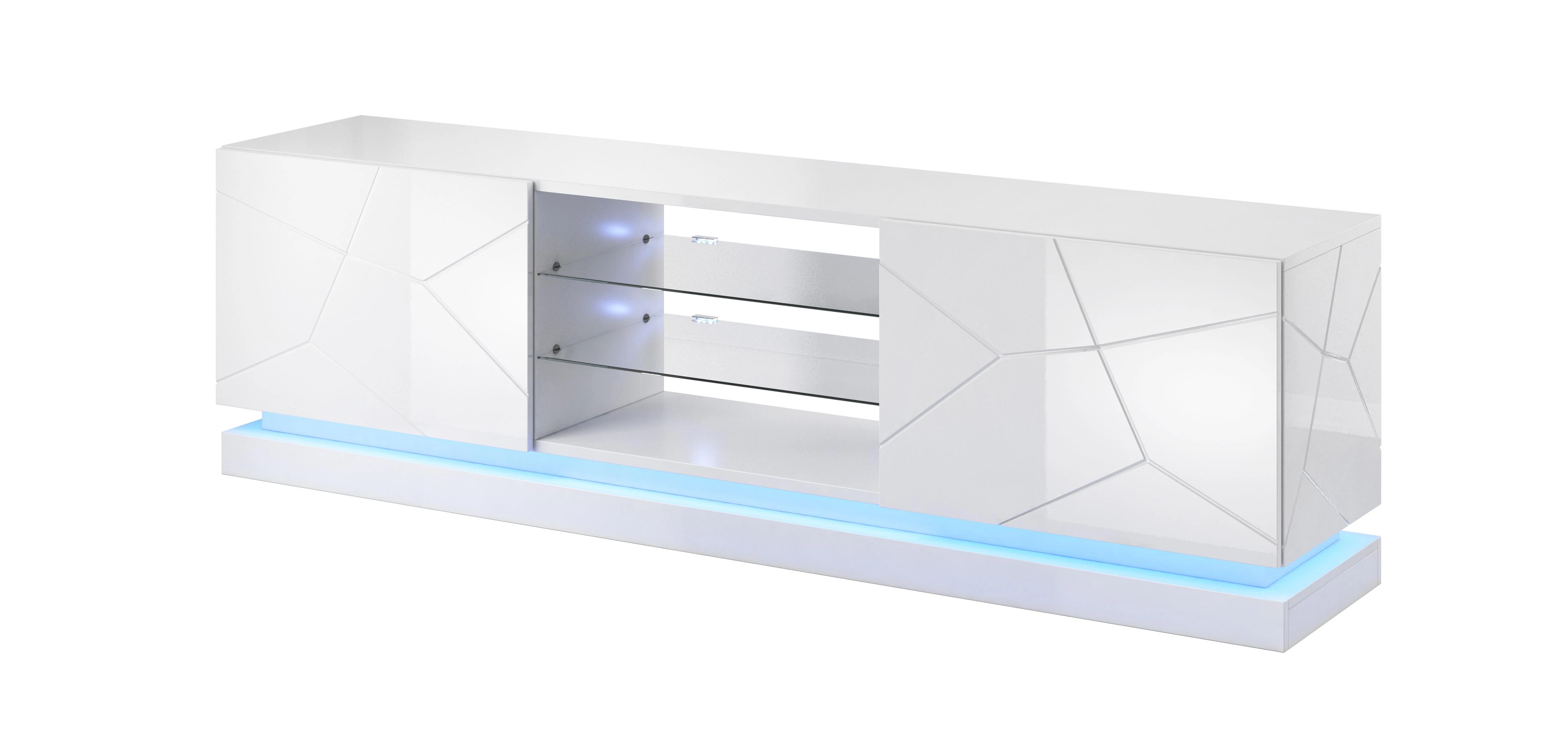 TV staliukas Cama Meble Televizoriaus Stovas - Cama Qiu 200 MDF Baltas Blizgus