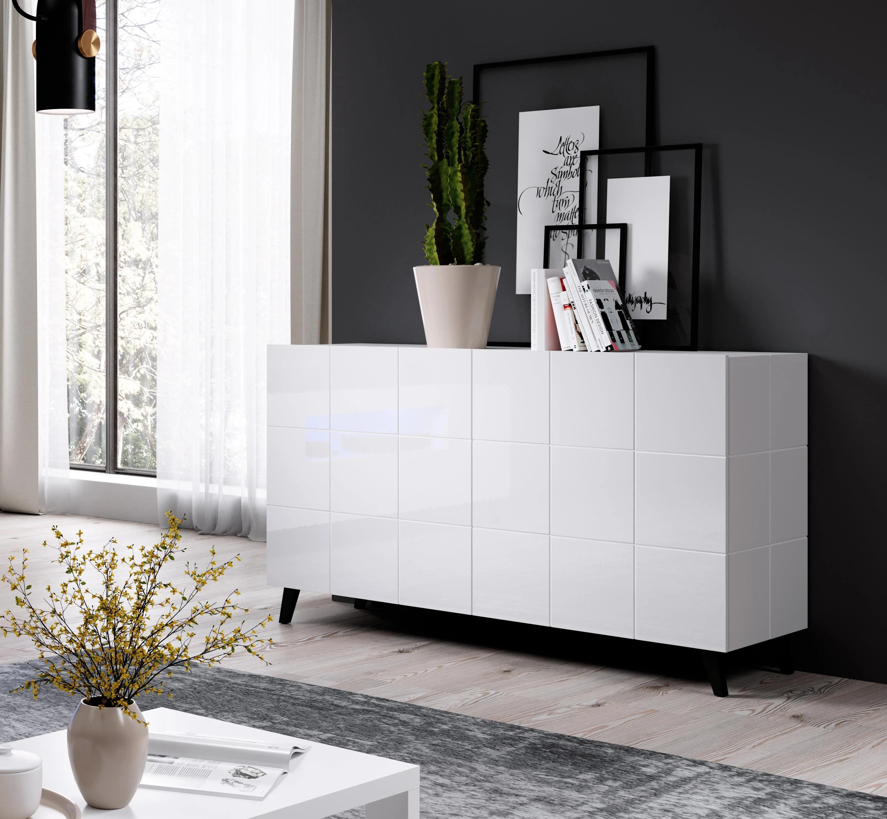 Cama Meble Šoninė Spintelė - Cama 2D Balta Blizgi