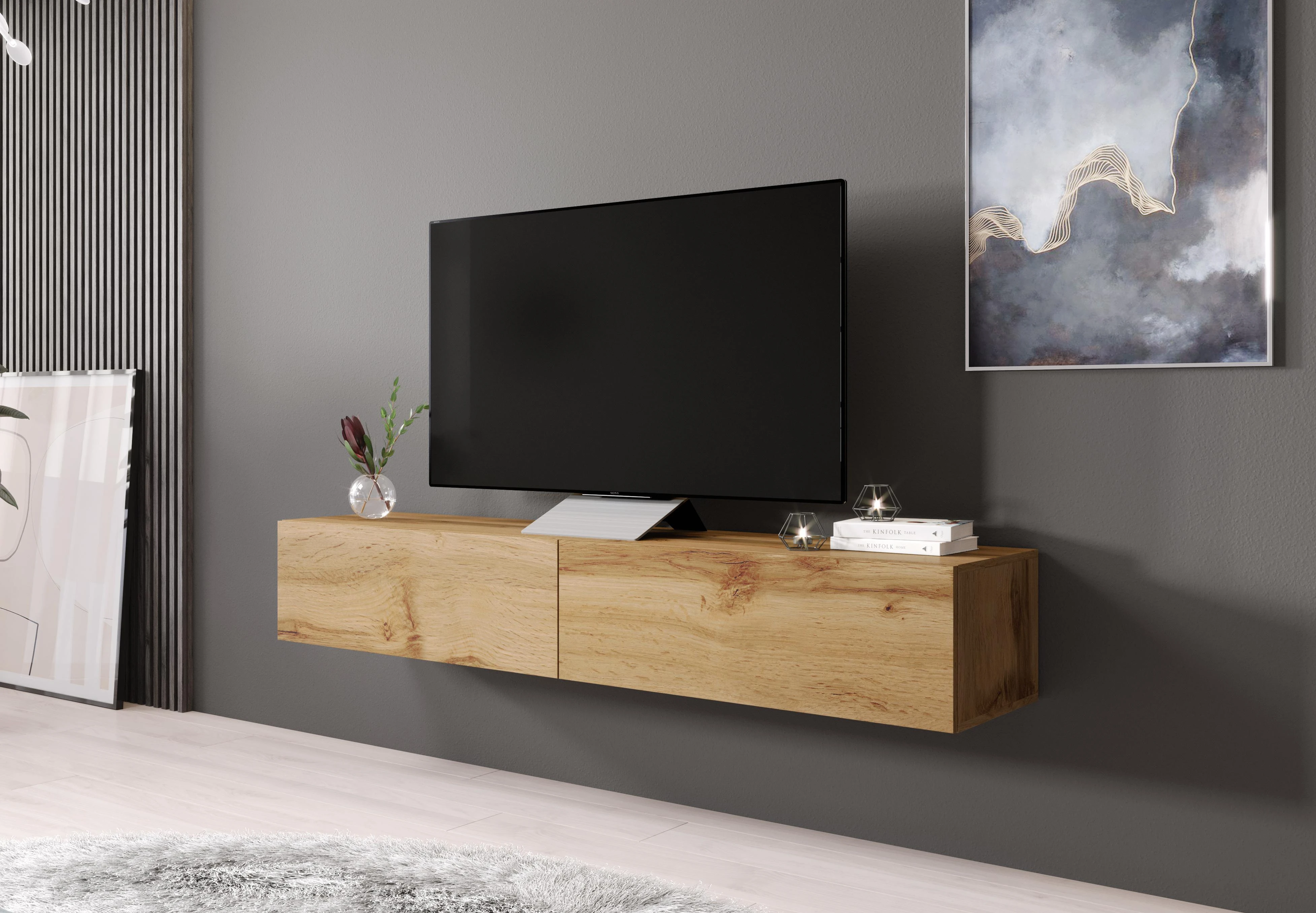 Cama pakabinama TV spintelė VIGO '180' 30/180/40 (spalva: Votan ąžuolas)