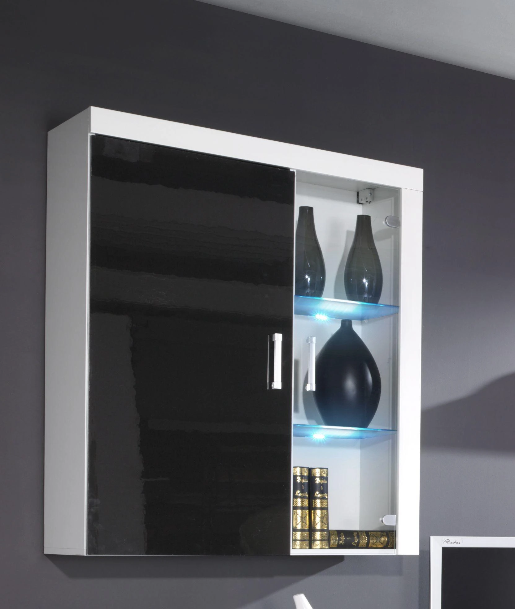 Cama Meble Cama hanging display cabinet SAMBA baltas/juodas gloss