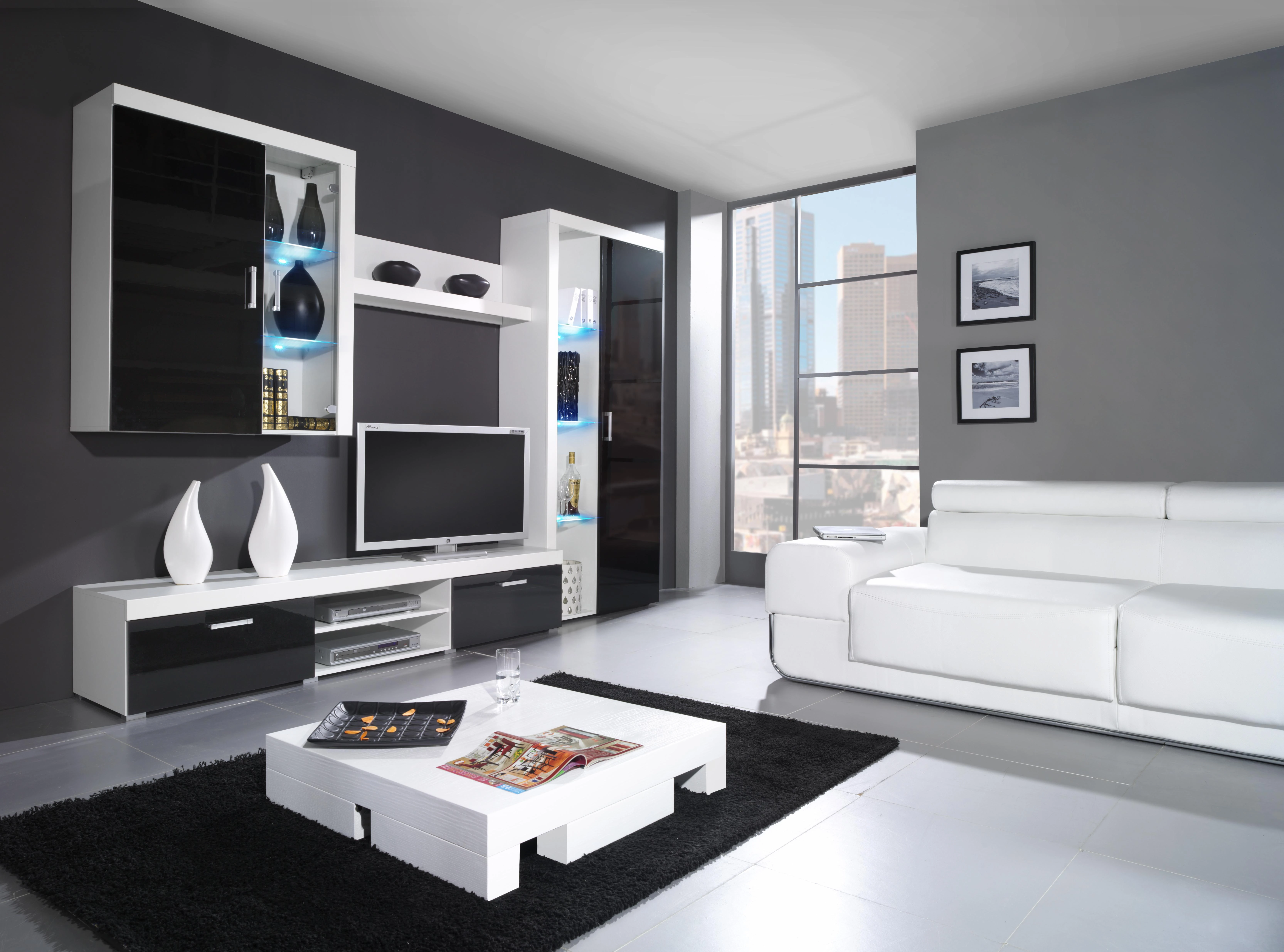 Cama Meble Cama hanging display cabinet SAMBA baltas/juodas gloss