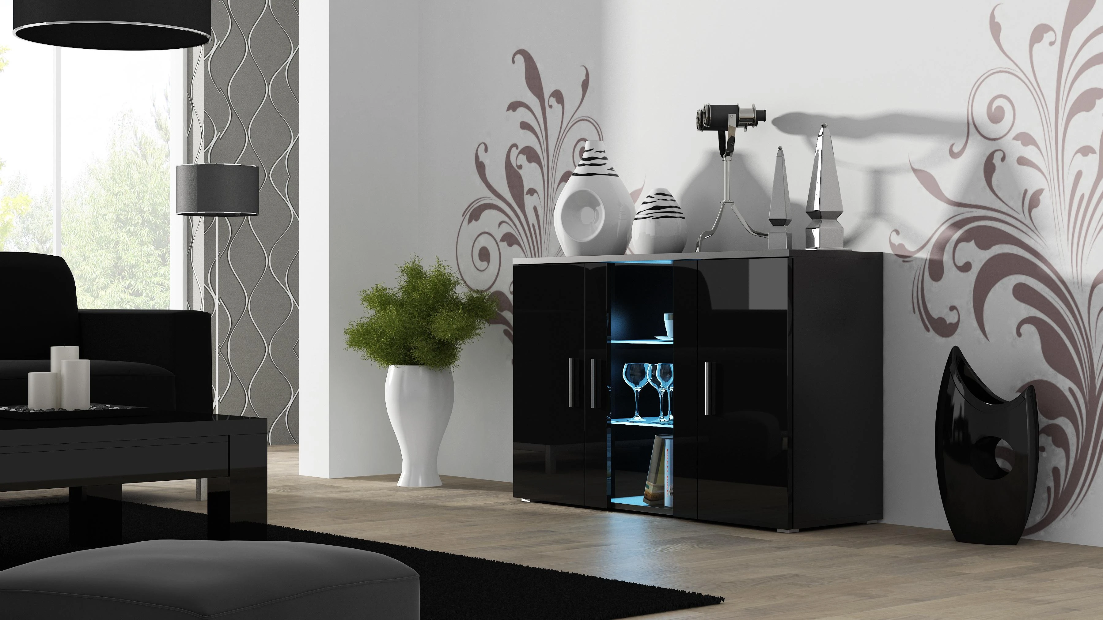 Cama Meble Komoda - Cama Soho S7 120 Cm Juodas Blizgus