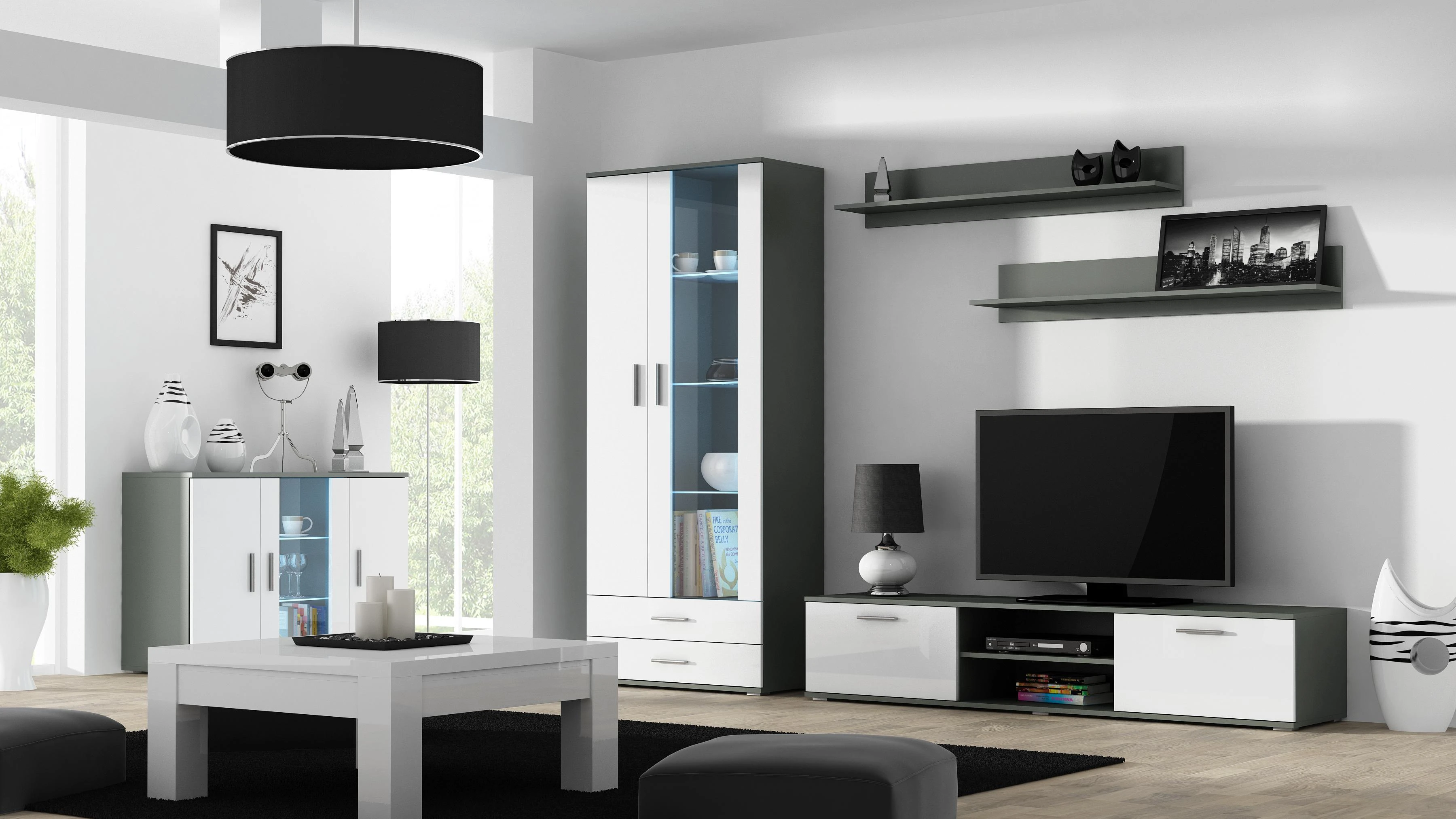Cama Meble Komoda - Soho S7 120cm Pilka/baltai