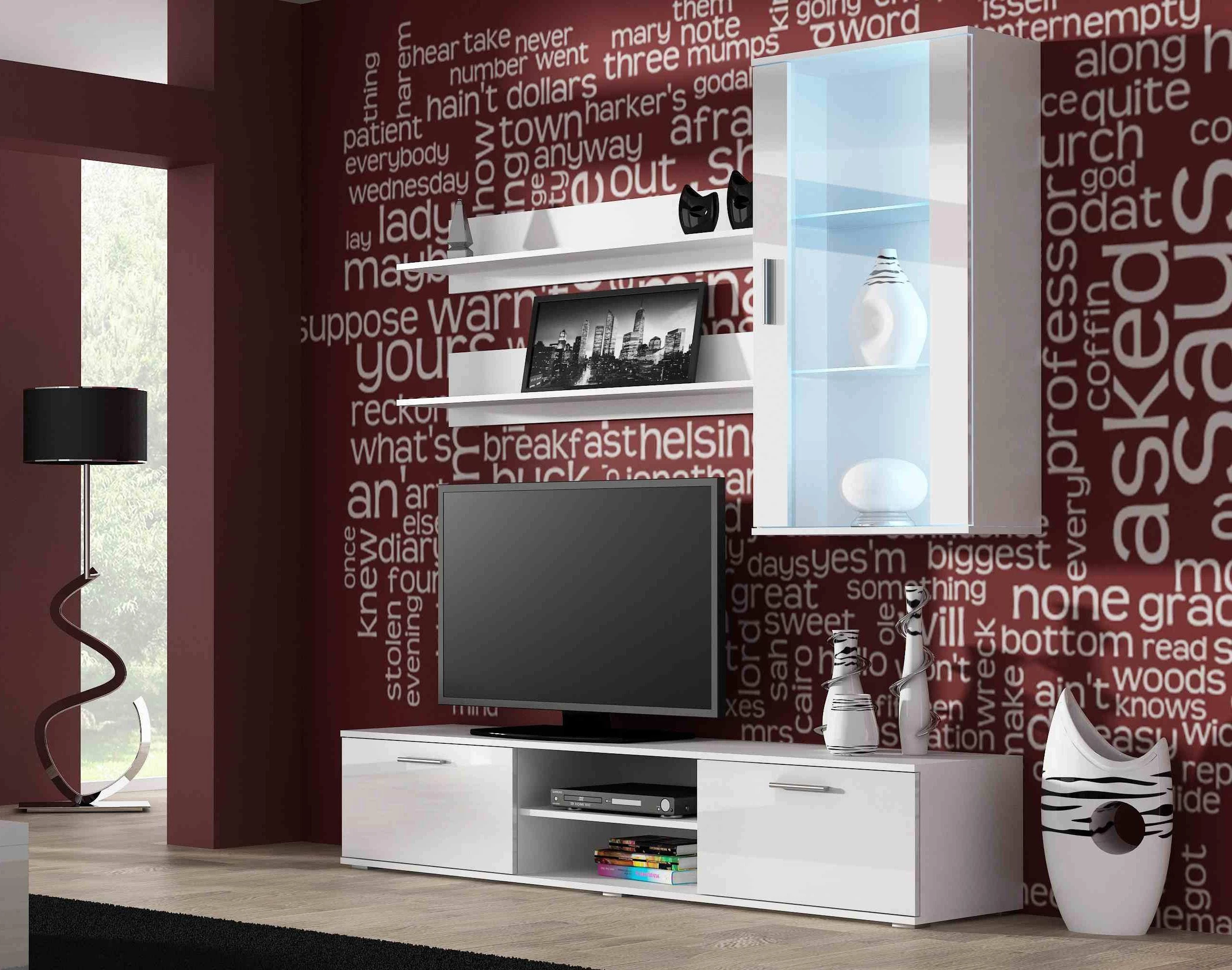 Cama Meble Televizoriaus Stovas - Cama Soho 180 Baltas Blizgus