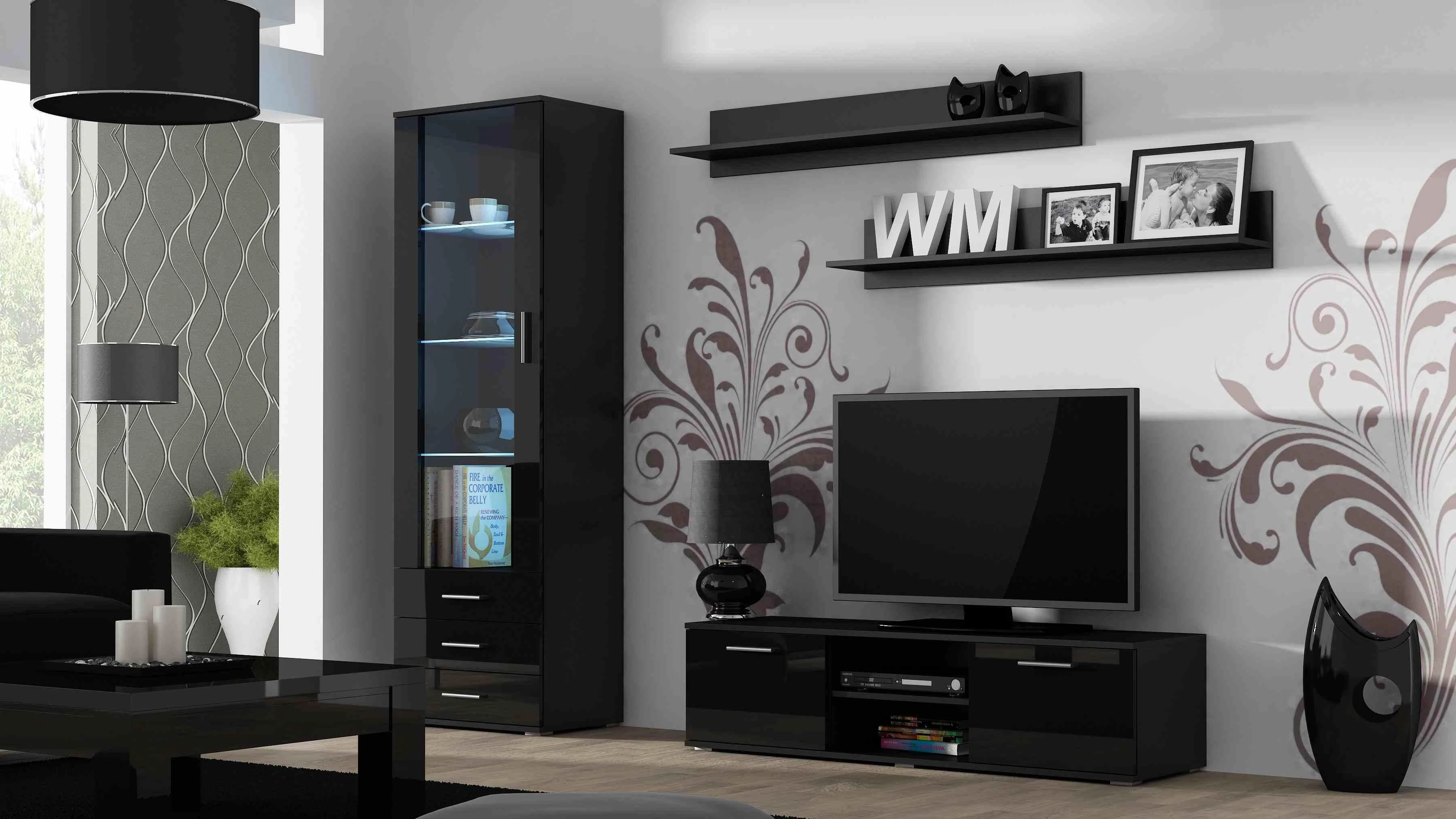 Cama Meble Svetainės Sekcija - Soho S1, Juodas Blizgus