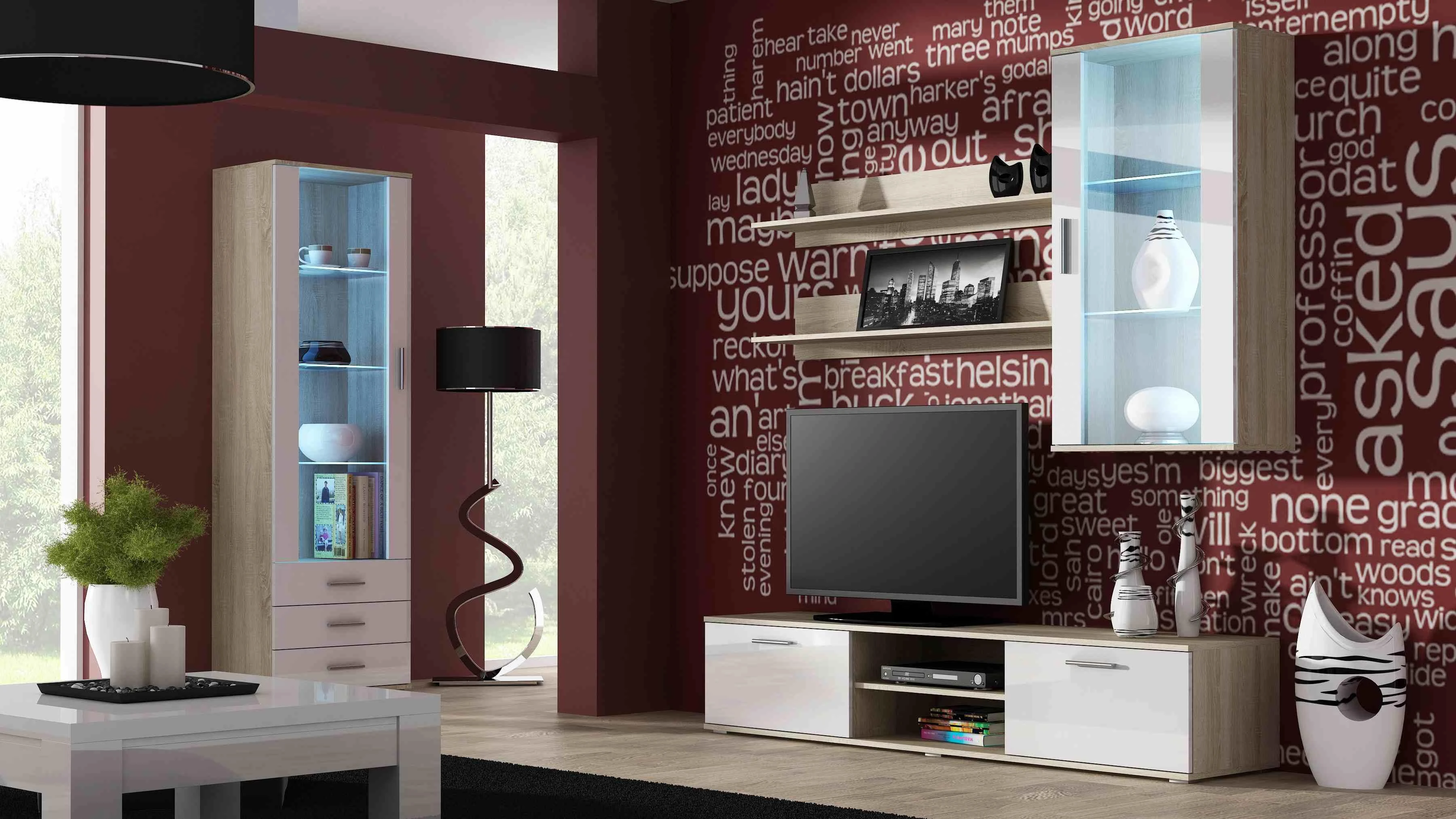 Cama Meble Svetainės sekcija - Cama SOHOWITS1 DS/BI ąžuolas/baltas blizgesys