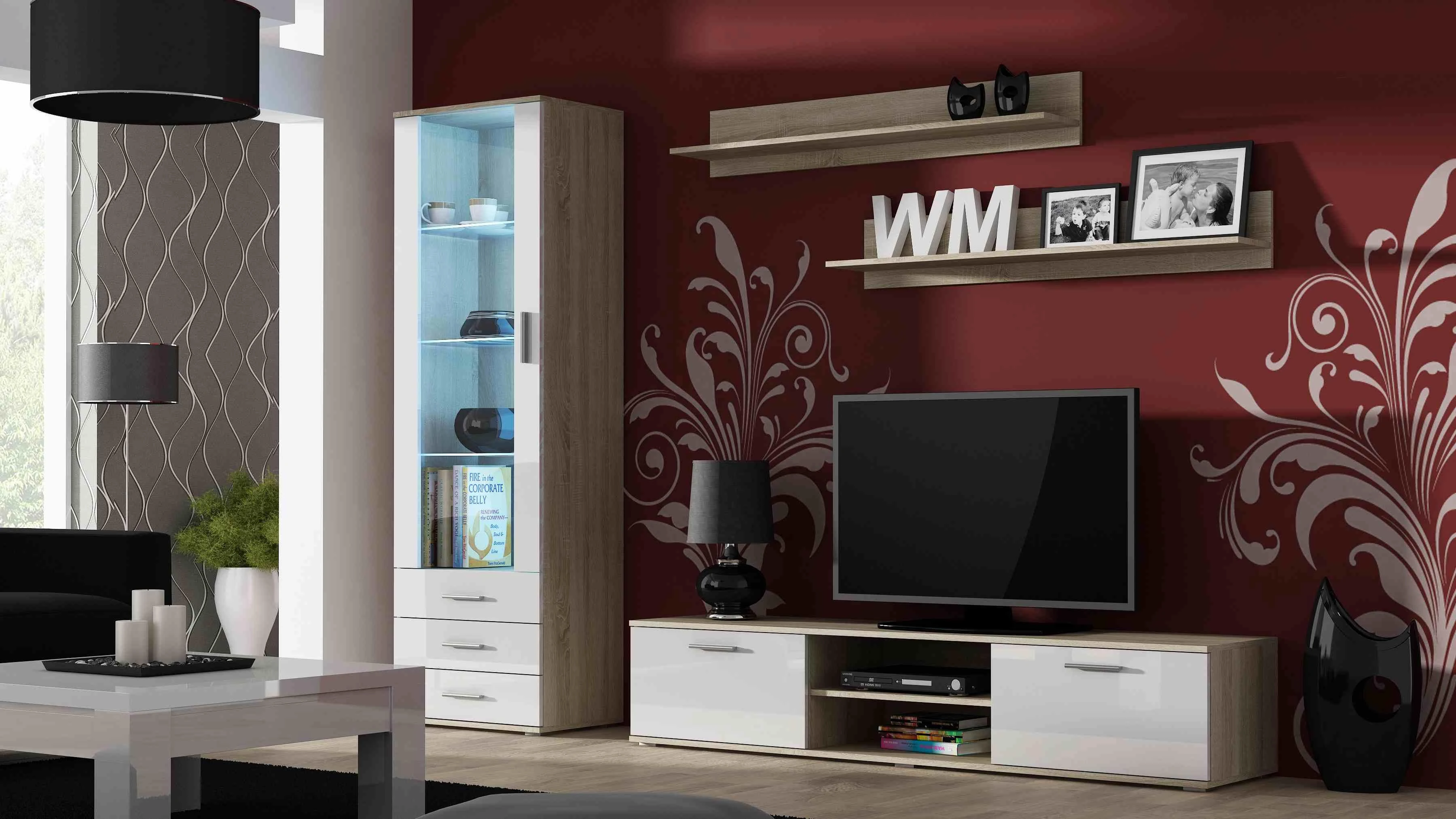 Cama Meble Svetainės sekcija - Cama SOHOWITS1 DS/BI ąžuolas/baltas blizgesys