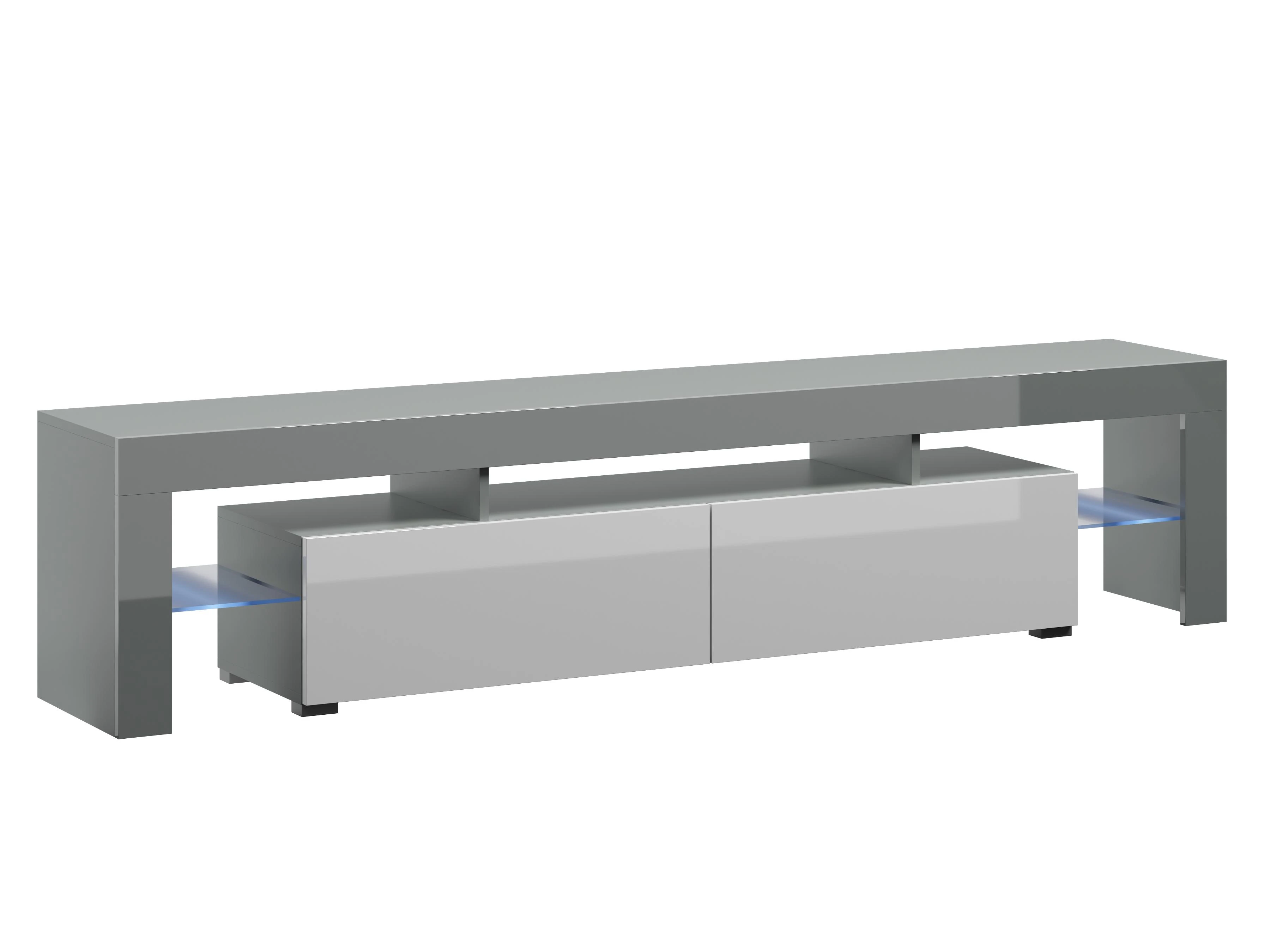 Cama Meble Televizoriaus Stovas - Cama Toro 200 Pilkas/Baltas Blizgus