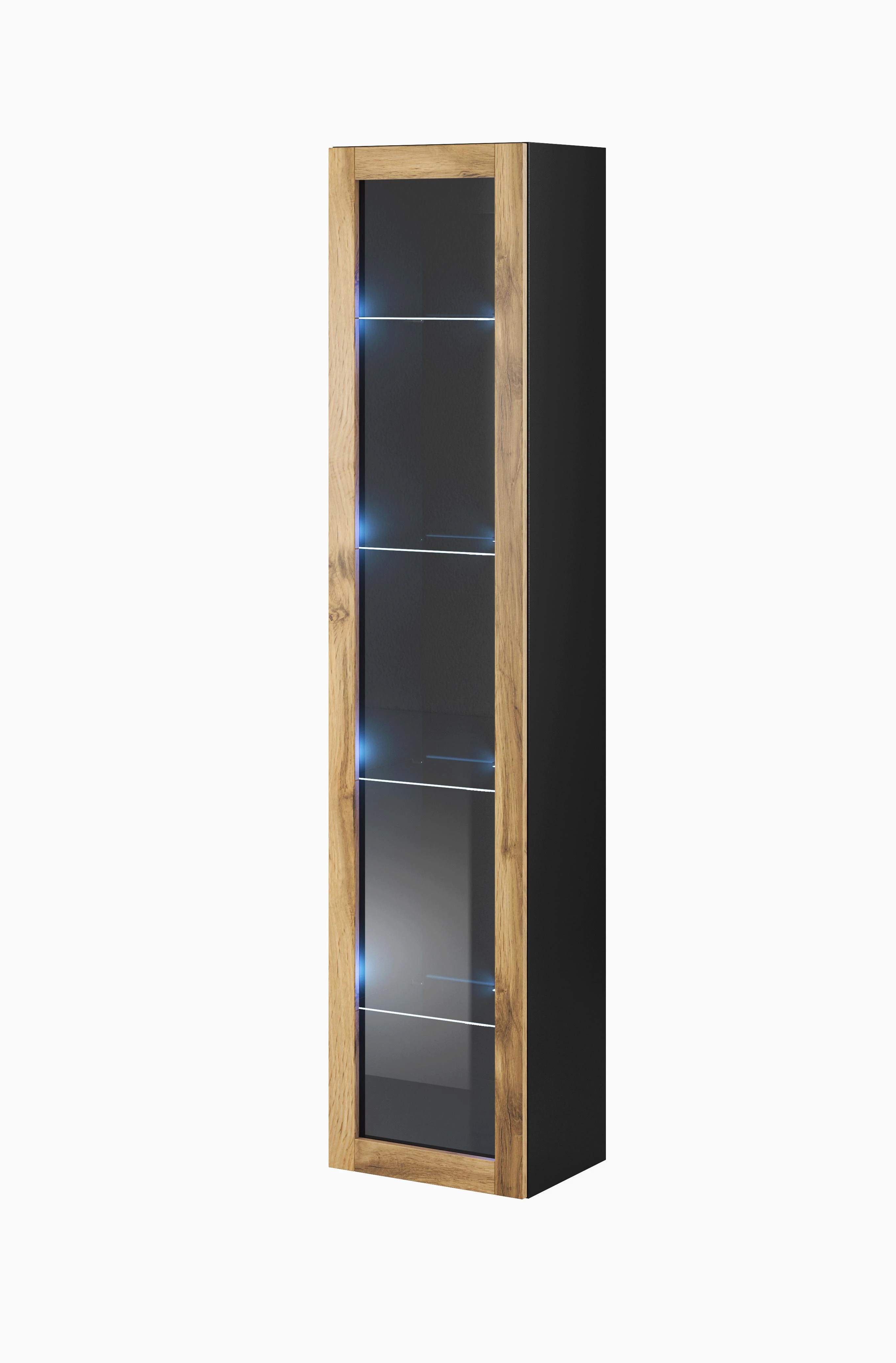 Cama sieninė lentyna VIGO '180' 180/40/30 (spalva: juoda/Votan ąžuolas)
