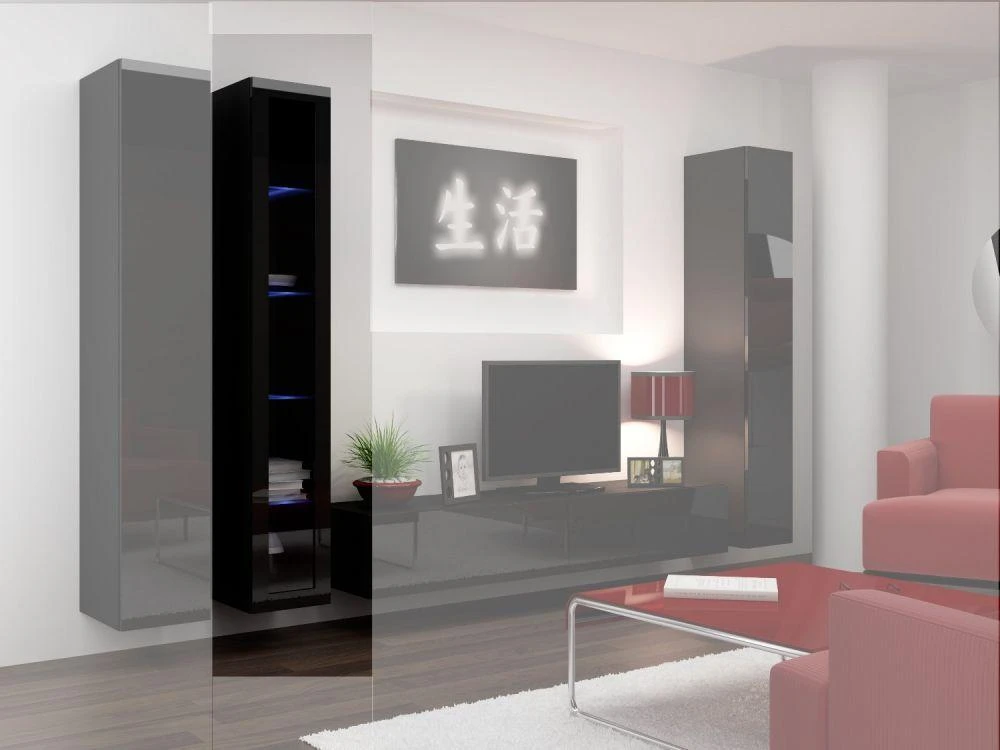 Cama sieninė lentyna VIGO '180' 180/40/30 (spalva: juoda/blizgi juoda)