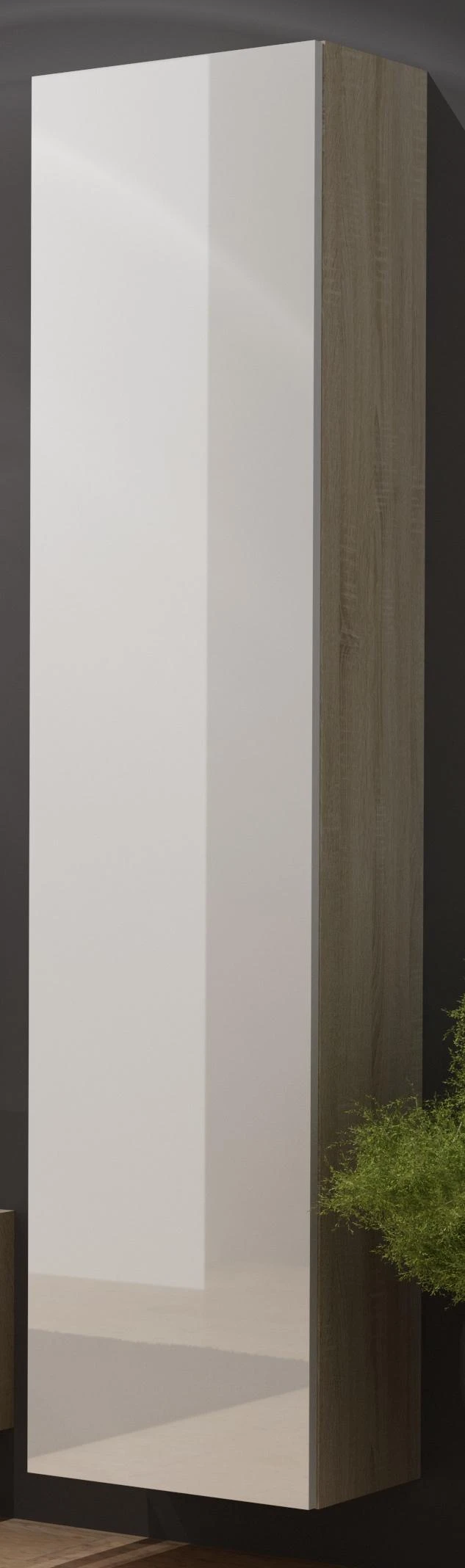 Cama sieninė spintelė VIGO '180' 180/40/30 (spalva: Sonomos ąžuolas/blizgi balta)