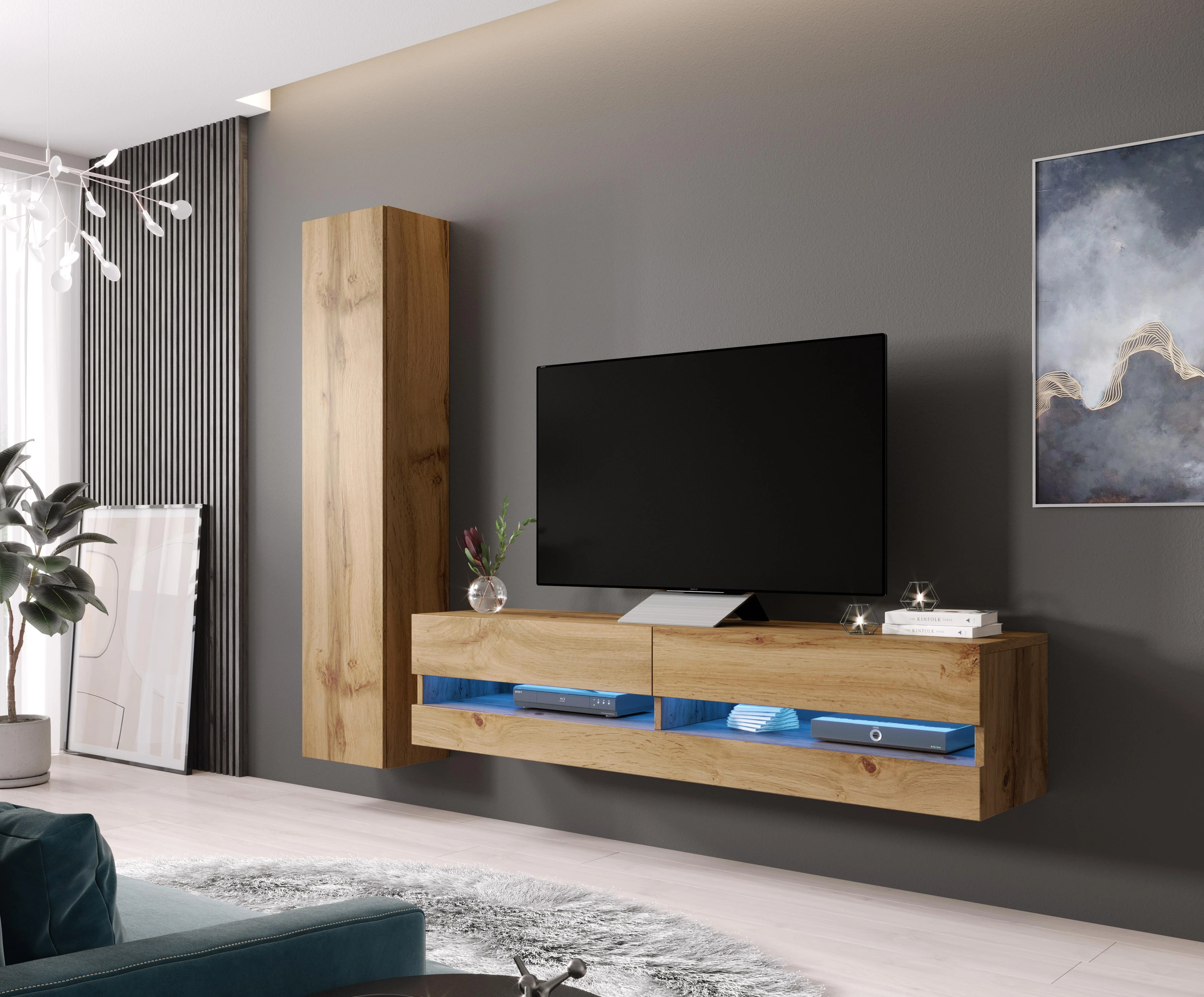 Cama Meble Sieninė lentyna VIGO '180', 180/40/30, (spalva: Votan ąžuolas)
