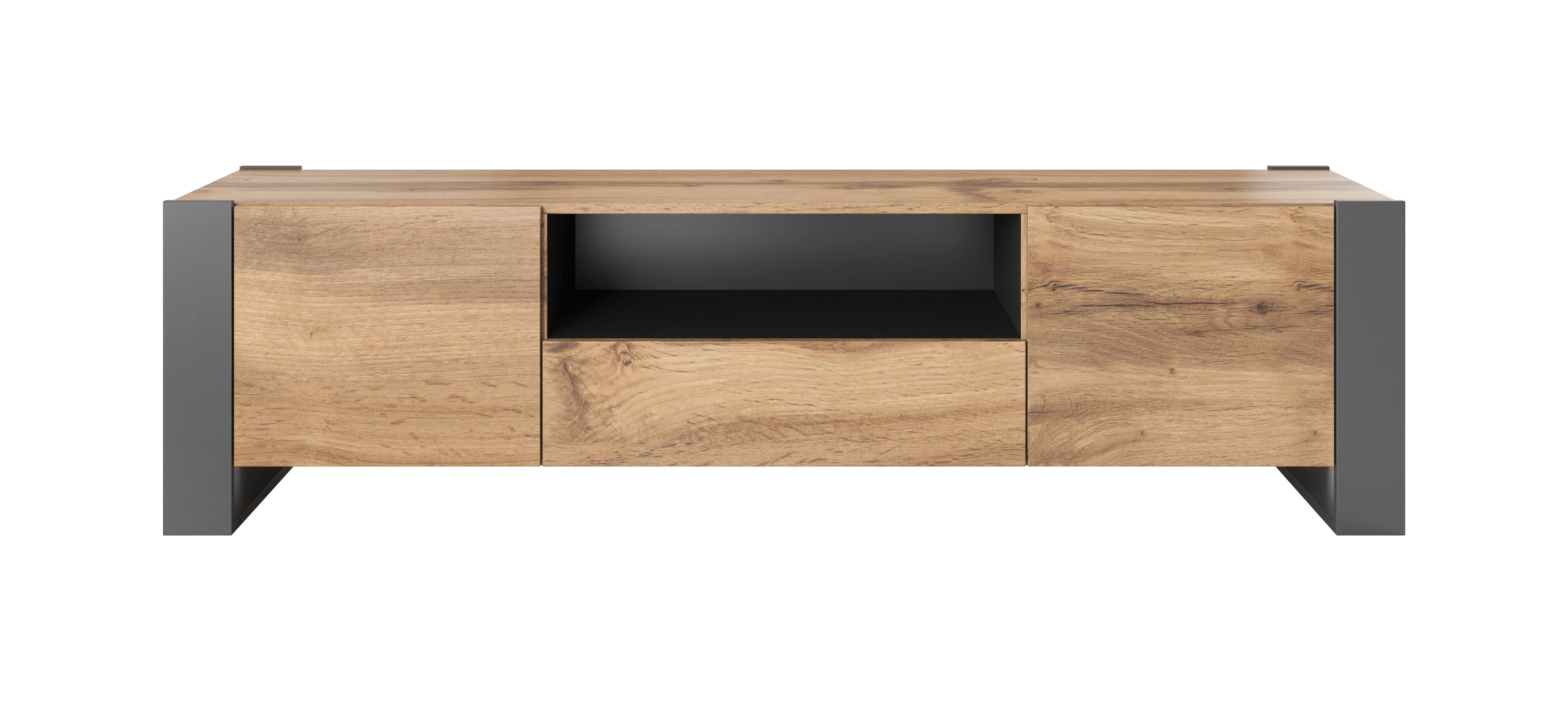 TV staliukas Cama Meble Televizoriaus stovas - Cama Evora 200 Blizgus Wenge/Pilkas