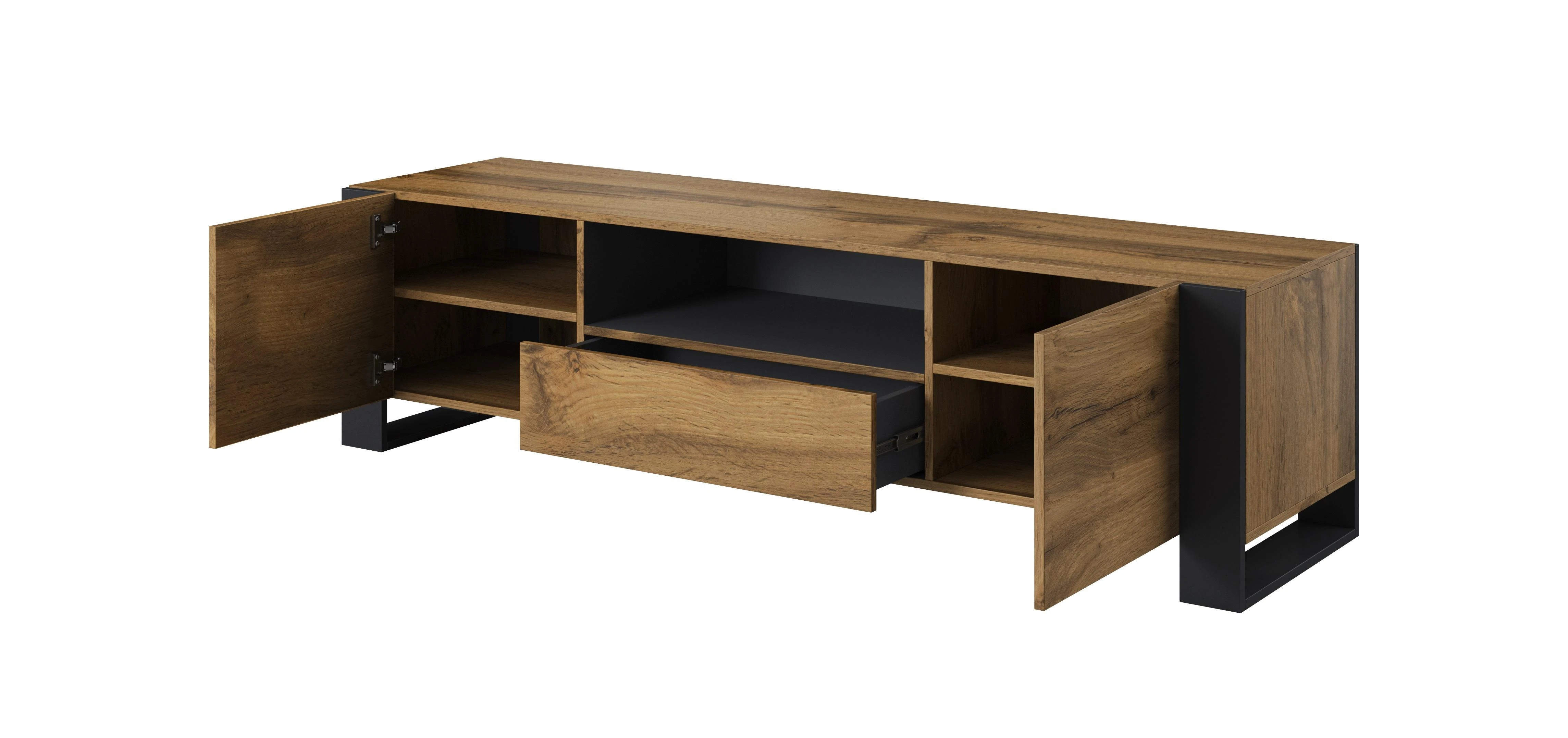 TV staliukas Cama Meble Televizoriaus stovas - Cama Evora 200 Blizgus Wenge/Pilkas