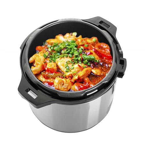 Camry | Pressure cooker | CR 6409 | 1500 W | Alluminium pot | 6 L | Number of programs 8 | Nerūdijantis plienas/Juodas