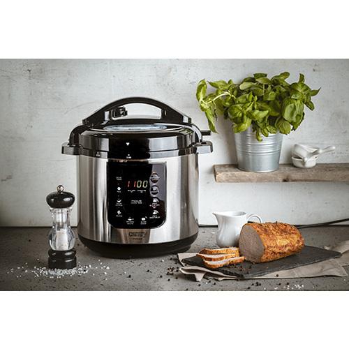 Camry | Pressure cooker | CR 6409 | 1500 W | Alluminium pot | 6 L | Number of programs 8 | Nerūdijantis plienas/Juodas