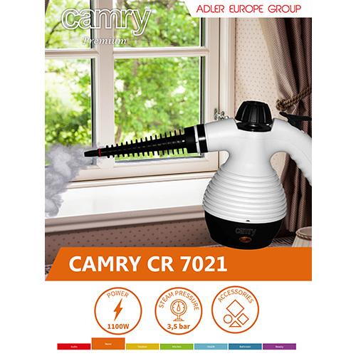 Camry | Garų valytuvas | CR 7021 | Galia 1100 W | Garų slėgis 3,5 baro | Vanduo bako talpa 0,35 L | Baltas