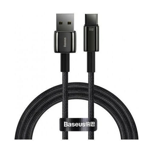 Baseus Tungsten Gold Kabelis USB į Type-C 66 W 2m - Juodas