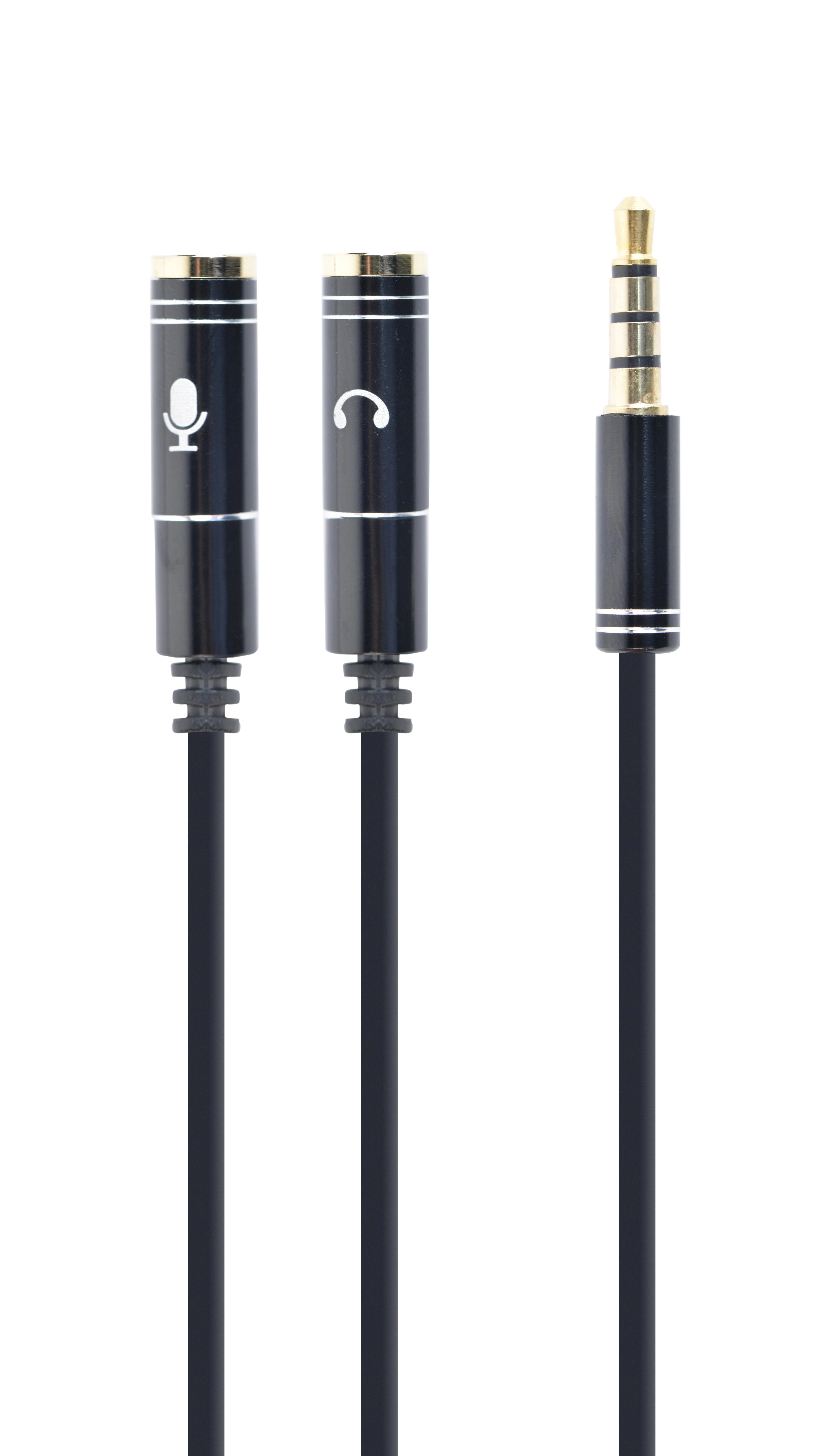 GEMBIRD CCA-417M Gembird Adapteris Stereo Mini Jack (M) 4-pin -> 2x Mini Jack (F), metal, juodas