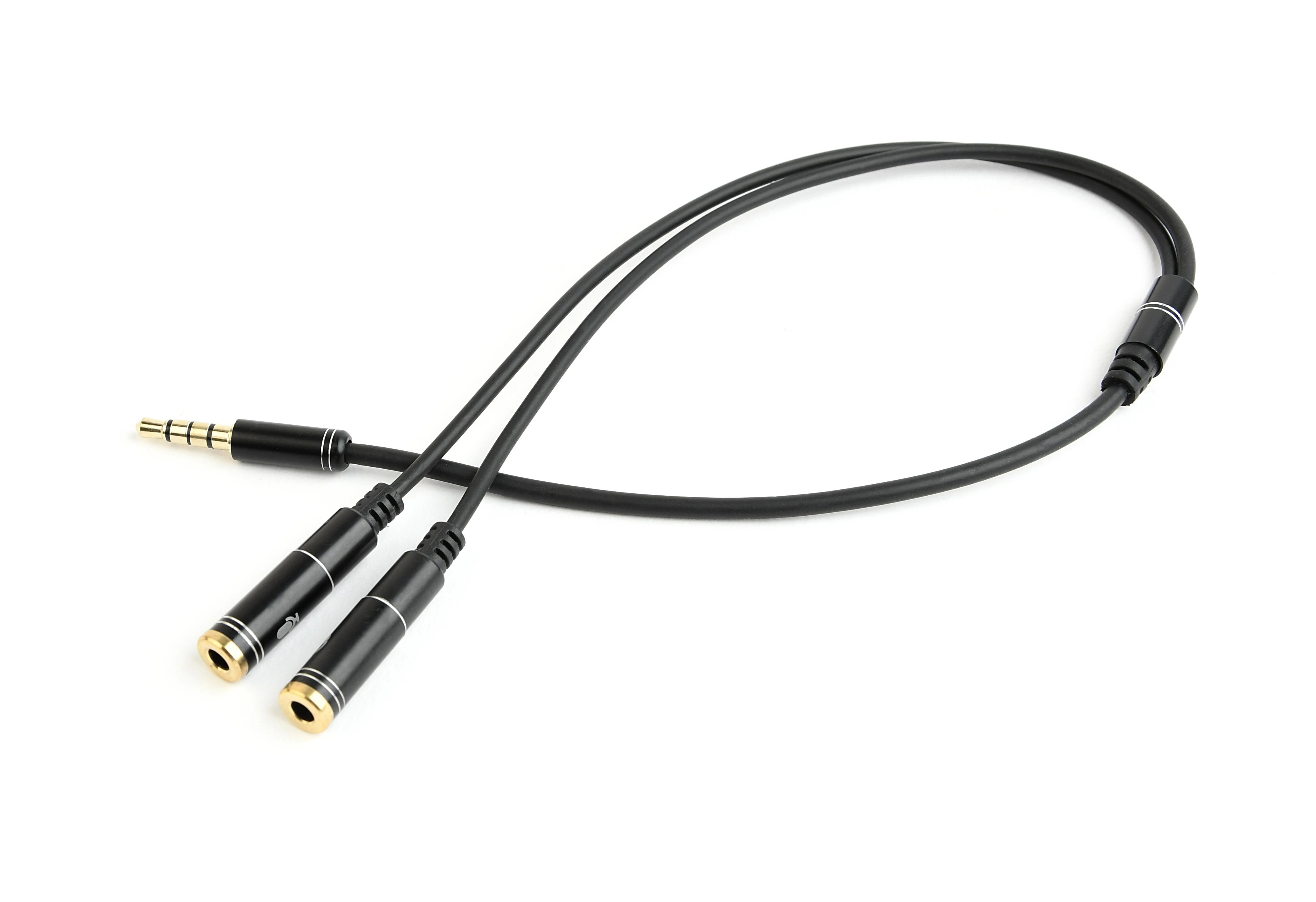GEMBIRD CCA-417M Gembird Adapteris Stereo Mini Jack (M) 4-pin -> 2x Mini Jack (F), metal, juodas