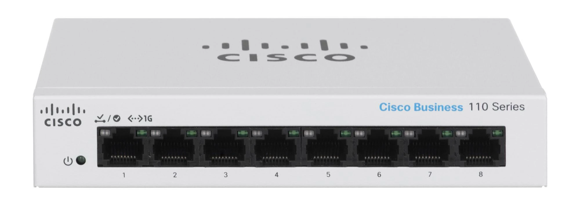 Šakotuvas „Cisco CBS110“ nevaldomas 8 prievadų GE, stalinis kompiuteris, išorinis PS