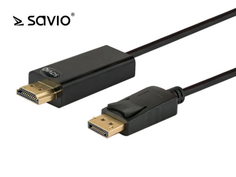 Savio CL-56 vaizdo kabelio adapteris 1,5 m DisplayPort HDMI Type A (Standartinis) Juodas