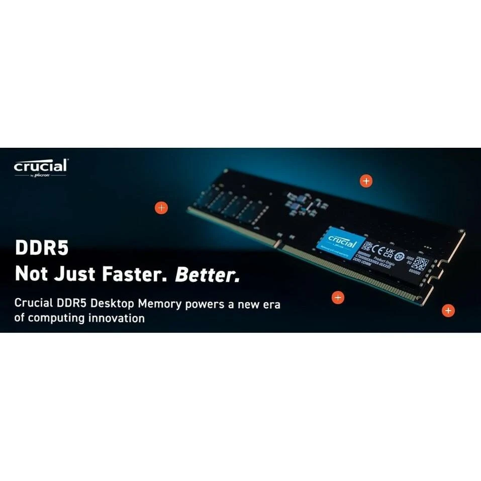 RAM Crucial 16GB DDR5-4800 UDIMM CL40 (16Gbit), EAN: 649528905628