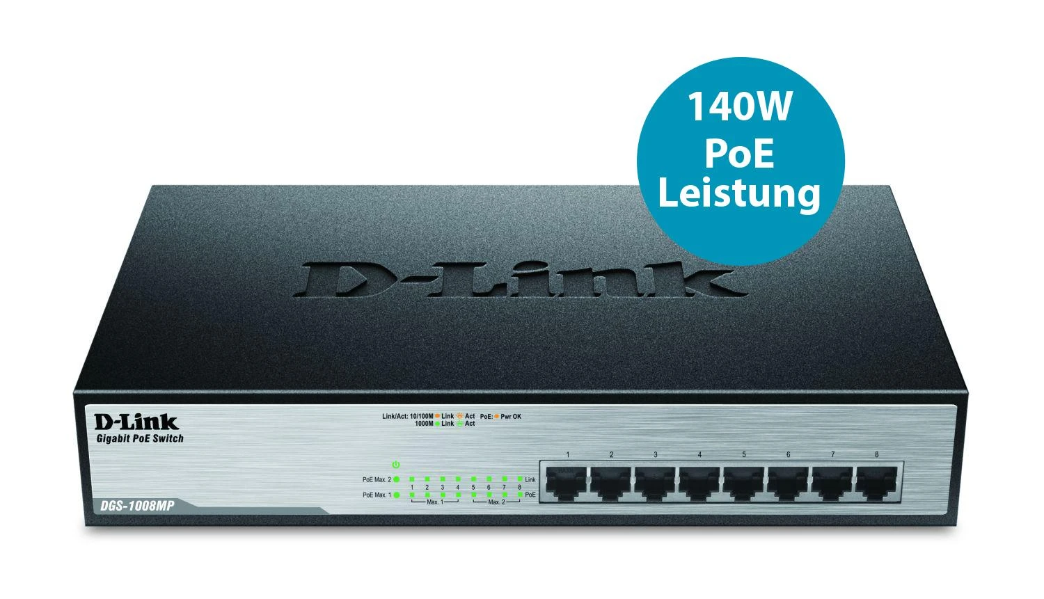 Šakotuvas D-Link | Jungiklis | DGS-1008MP | Nevaldomas | Montuojamas ant stovo | Gigabit Ethernet (vario) jungtys kiekis 8 | Maitinimas per Ethernet (PoE) jungtys kiekis 8 | Maitinimo tipas Vienvietis | 24 mėn.