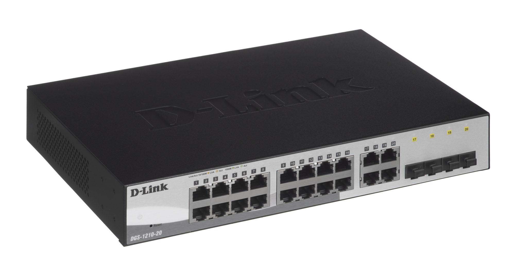 Šakotuvas Komutatorius D-Link DGS-1210-20 (16x 10/100/1000Mbps)