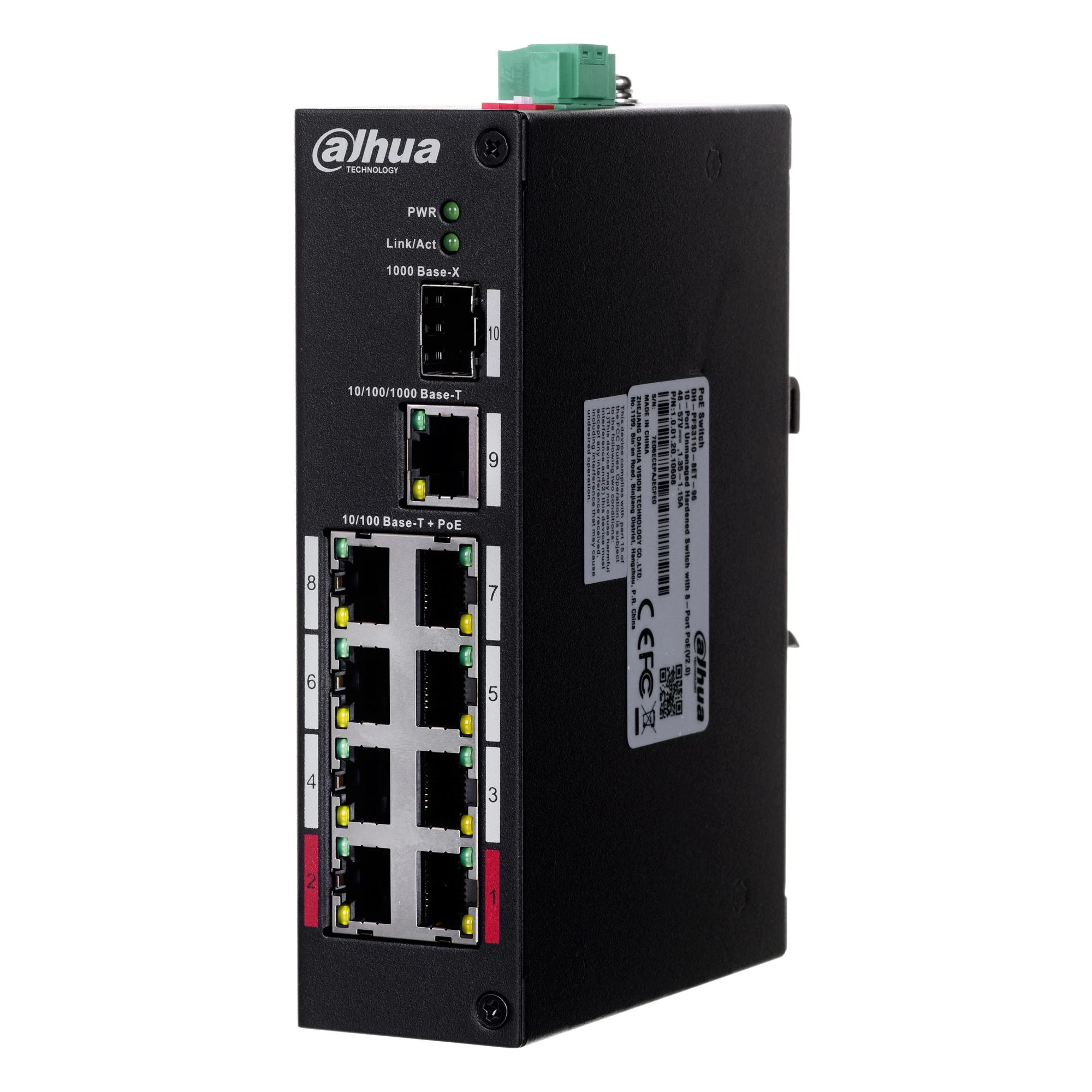 Šakotuvas PRAMONINIS SWITCH'AS POE PFS3110-8ET-96-V2 8 PRIEVADŲ SFP DAHUA