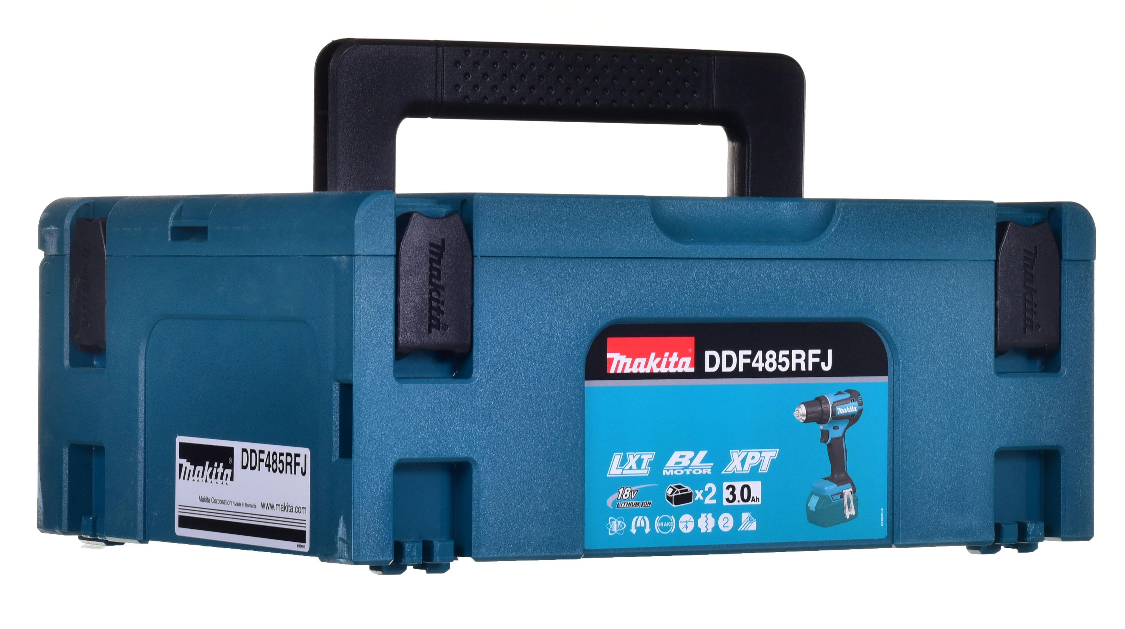 Makita DDF485RFJ Akumuliatorinis gręžtuvas, 18 V, 2x 3,0 Ah Li-ion, 50/25 Nm, 1,7kg, LED, BL-motor, MAKPACK